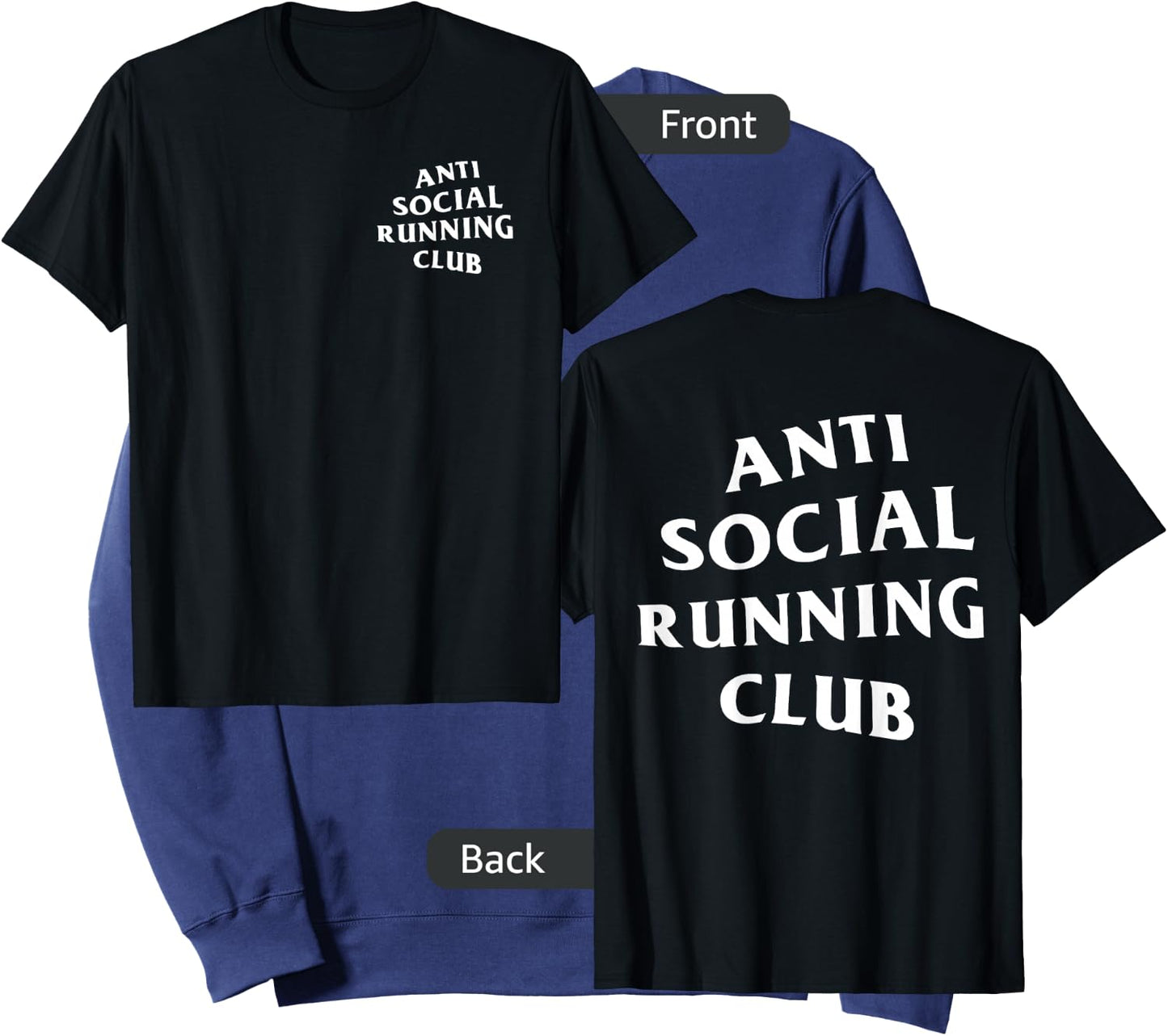 Anti Social Running Club: White (Front + Back) Sweatshirt - Sweatshirt | Navy