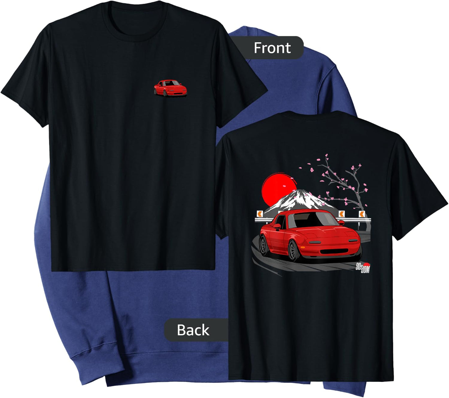 90s JDM MX Convertible Car 2-Side Graphic Sweatshirt - Sweatshirt | Navy