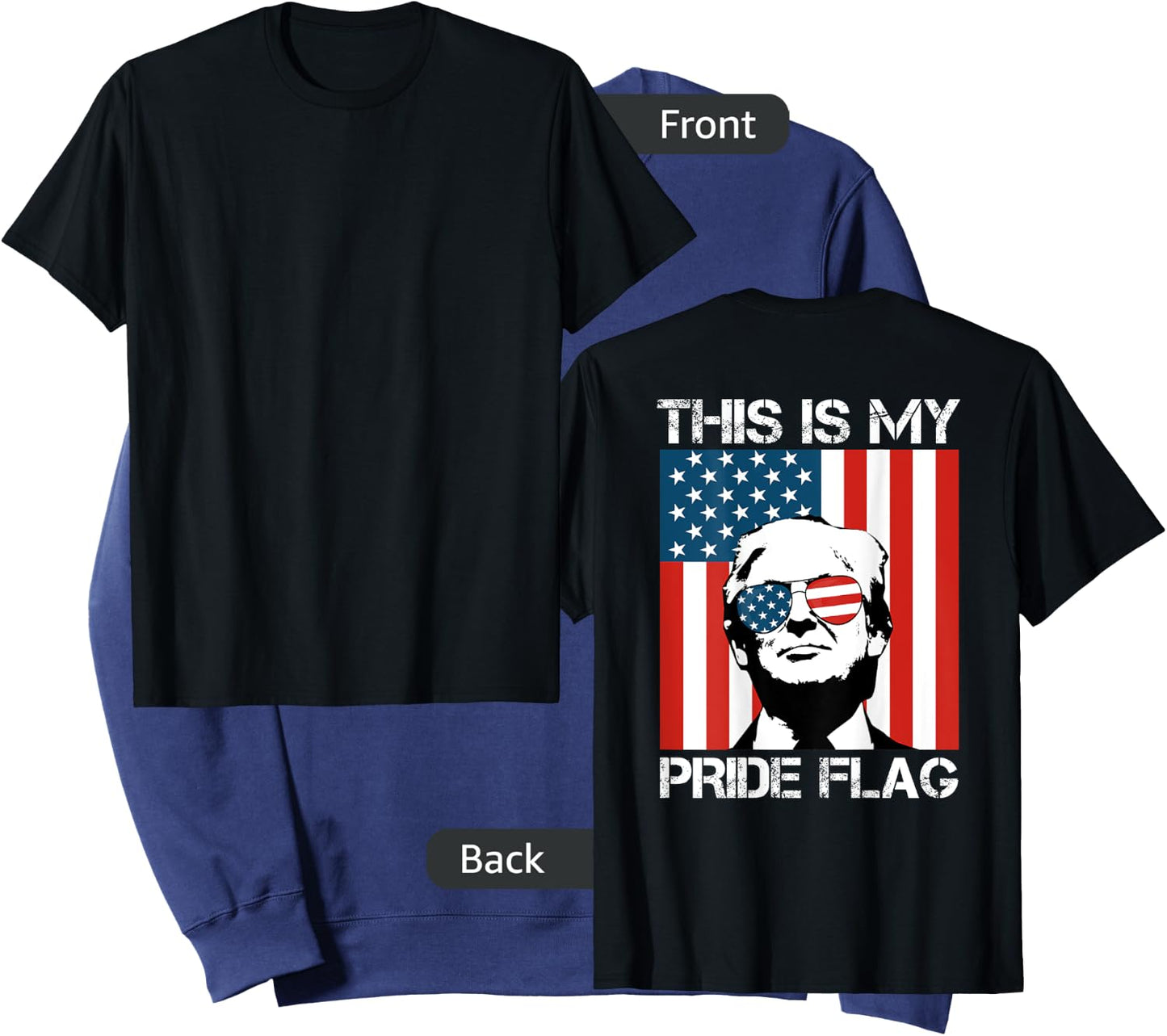 This Is My Pride Flag Trump American Flag 4th July On Back Men Sweatshirt - Sweatshirt | Navy
