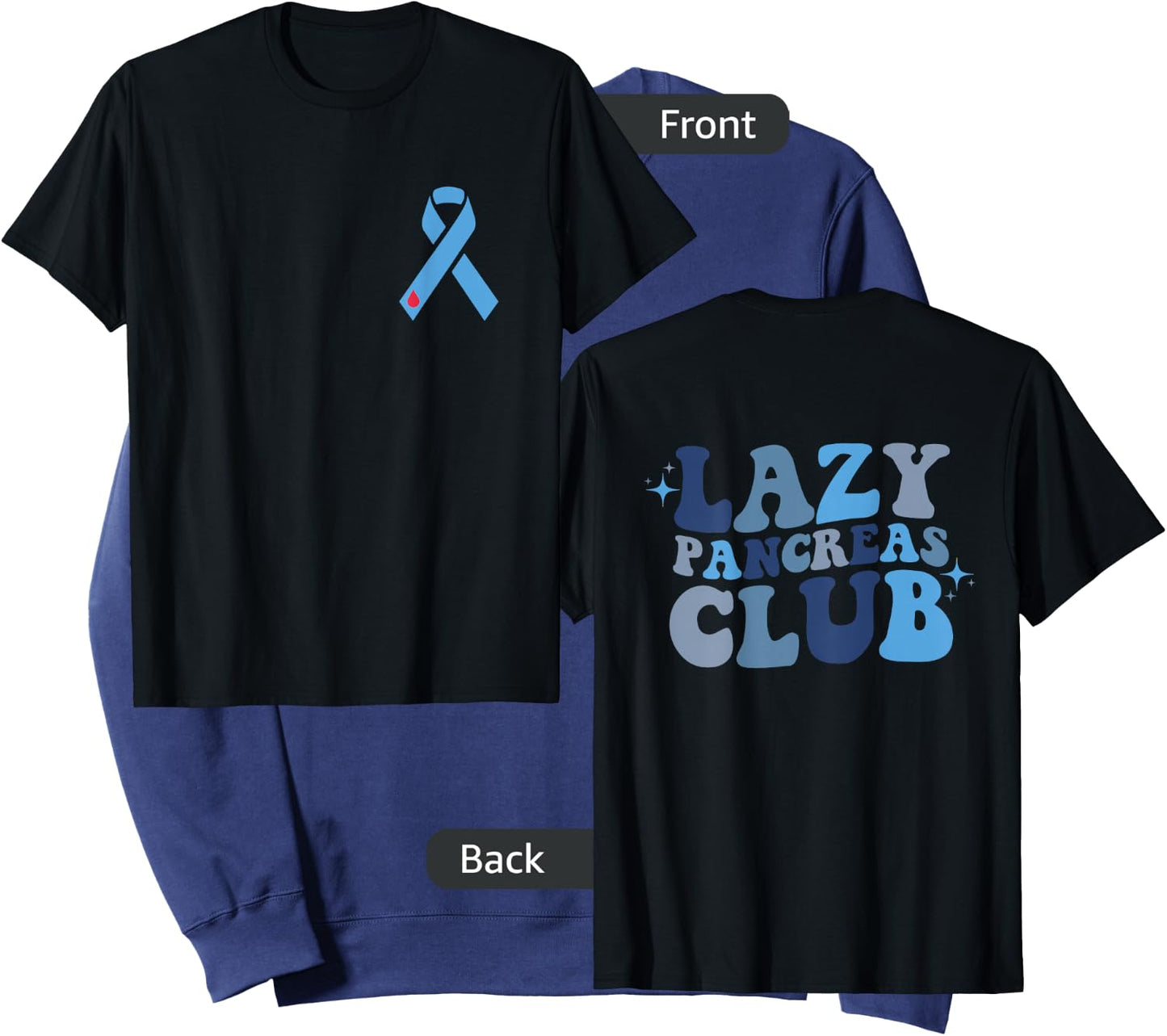 Lazy Pancreas Club Retro Diabetes Awareness Day ON BACK Sweatshirt - Sweatshirt | Navy