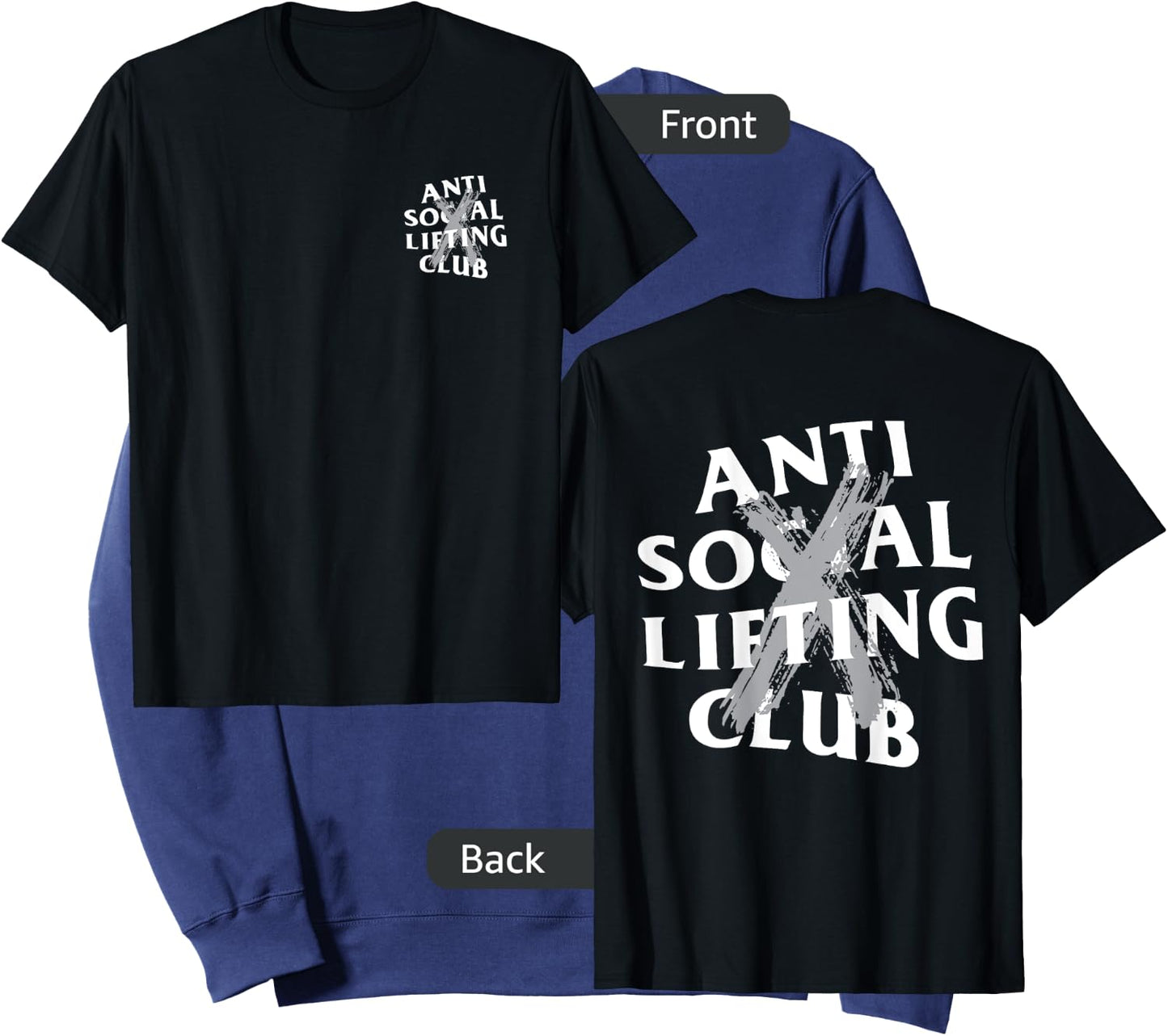 Anti Social Lifting Club: Canceled Gray (Front + Back) Sweatshirt - Sweatshirt | Navy