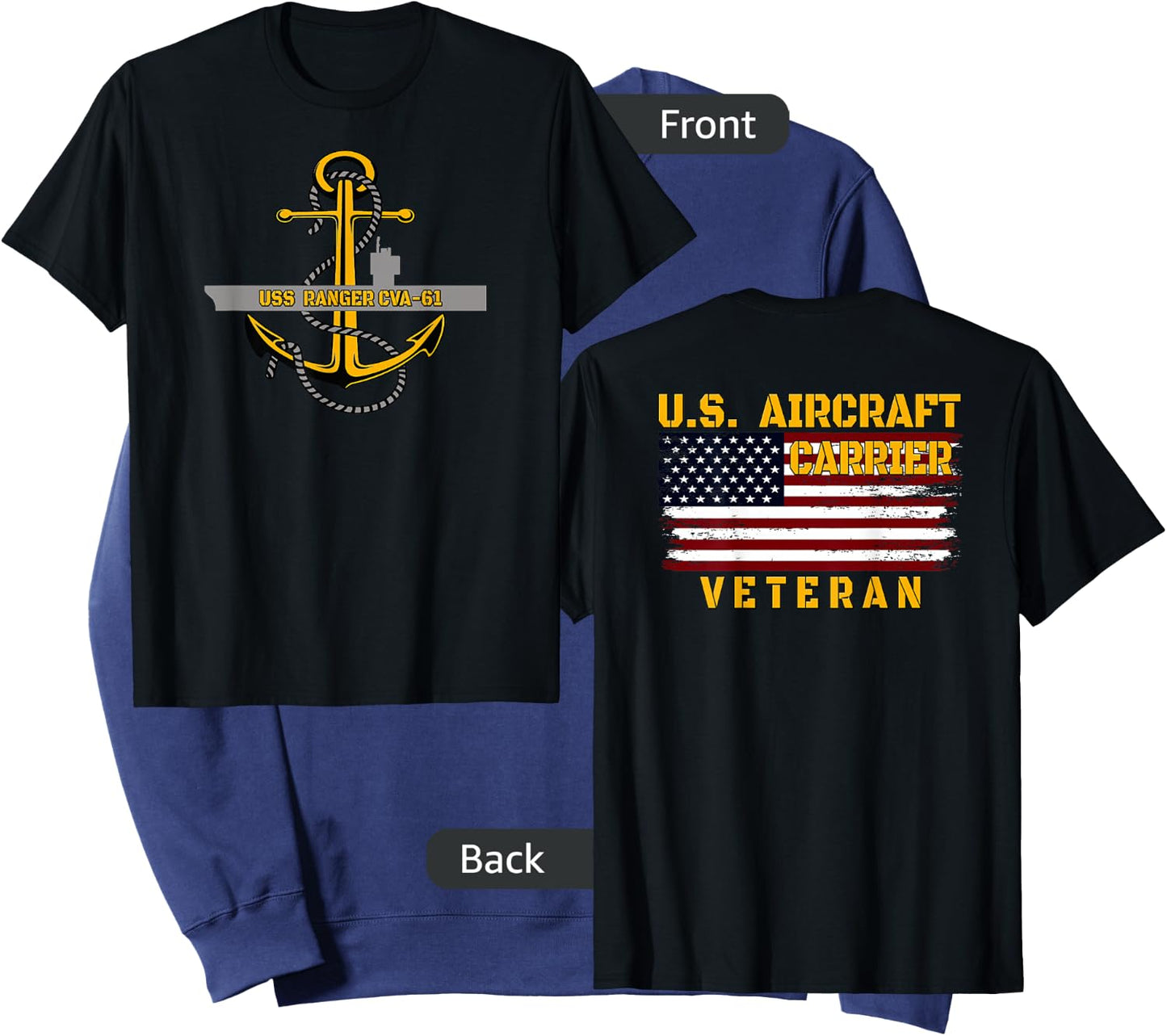 Aircraft Carrier USS Ranger CVA-61 Veteran Father Front&Back Sweatshirt - Sweatshirt | Navy