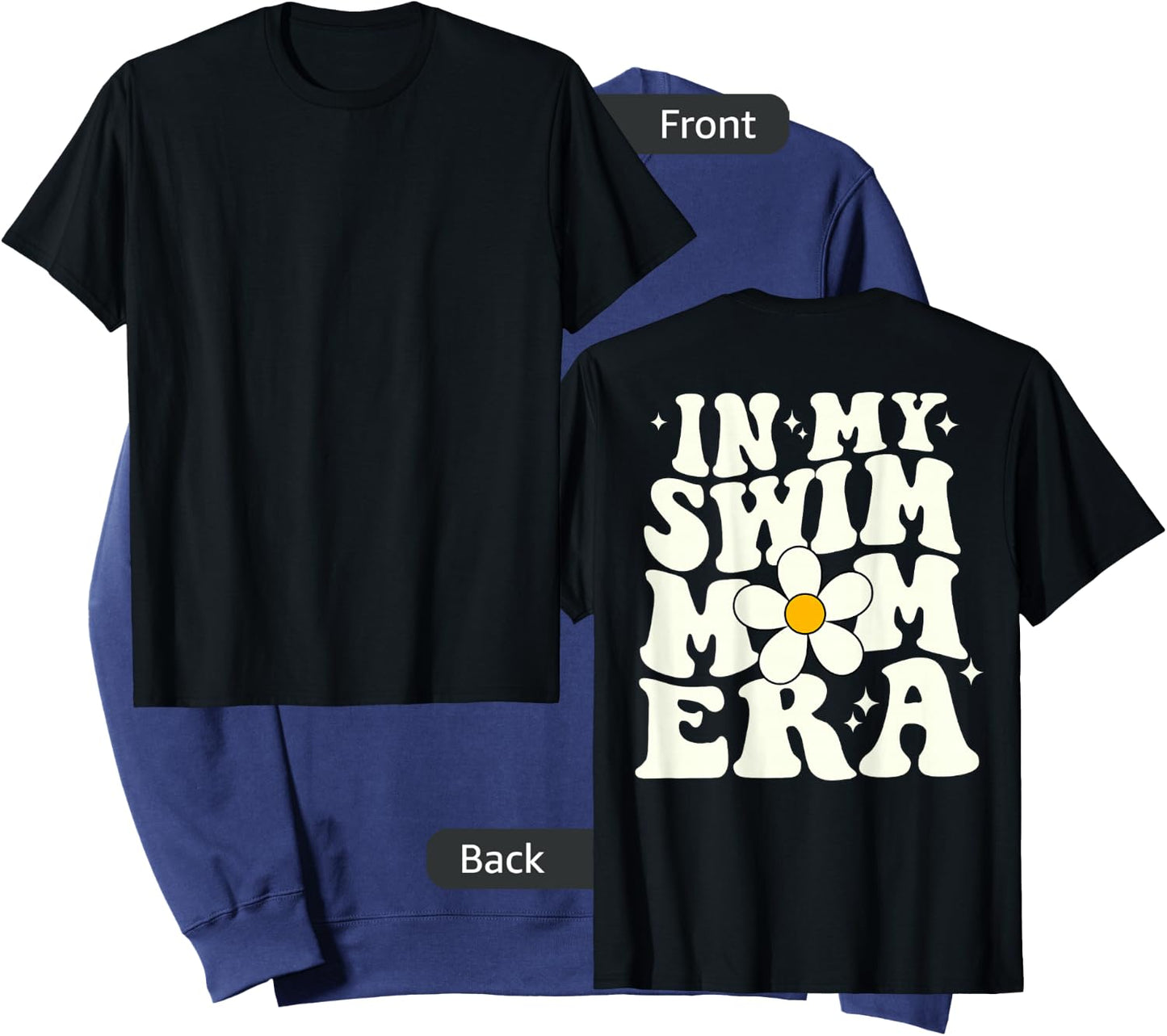 In My Swim Mom Era retro groovy swimming mom (ON BACK) Sweatshirt - Sweatshirt | Navy
