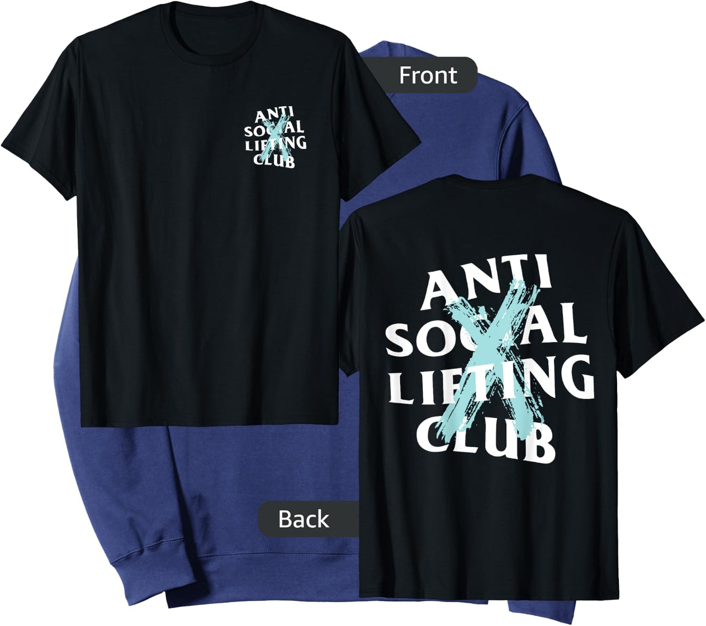 Anti Social Lifting Club: Canceled Aqua Blue (Front + Back) Sweatshirt - Sweatshirt | Navy