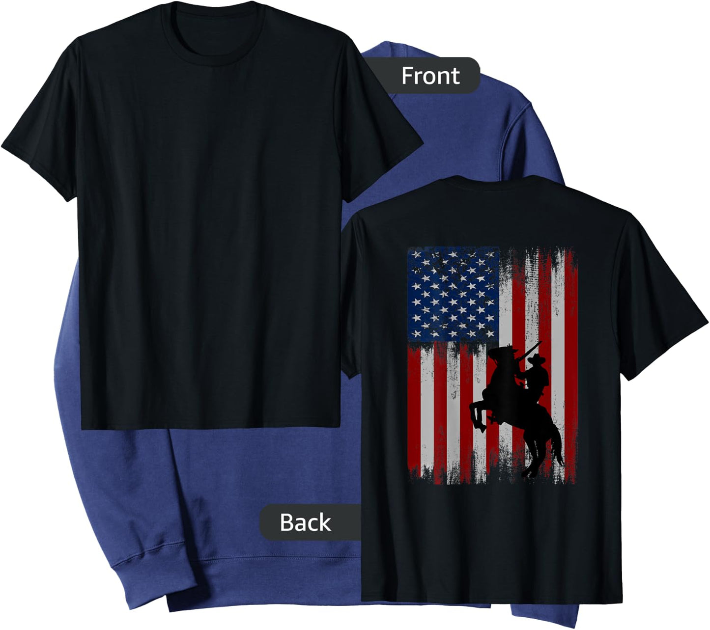 (Print on Back) vintage usa american flag cowboy Rodeo Sweatshirt - Sweatshirt | Navy