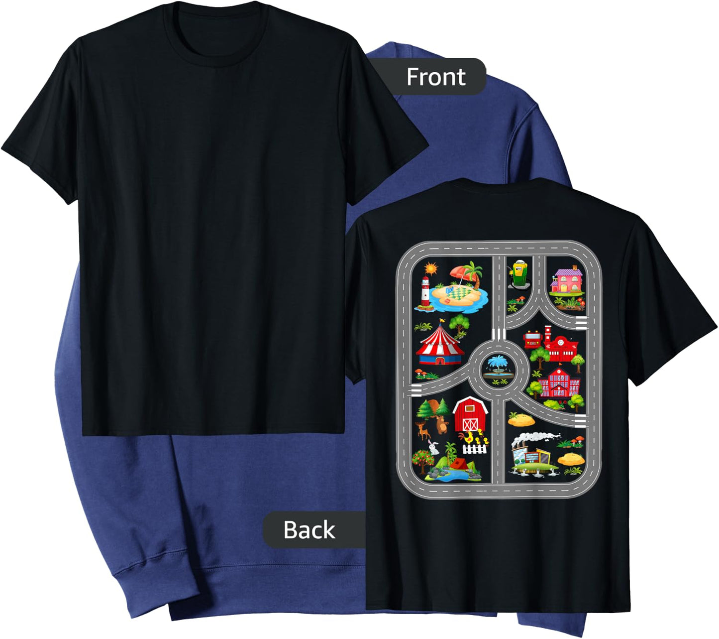 Play Cars On Dad's Back Mat Road Car Race Track Sweatshirt - Sweatshirt | Navy