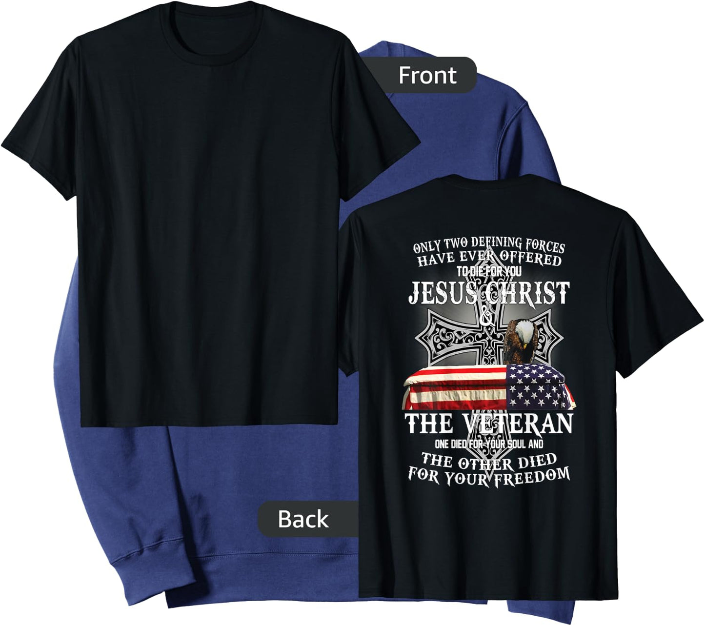 Two Died for You Jesus and American Veteran Memorial Sweatshirt - Sweatshirt | Navy