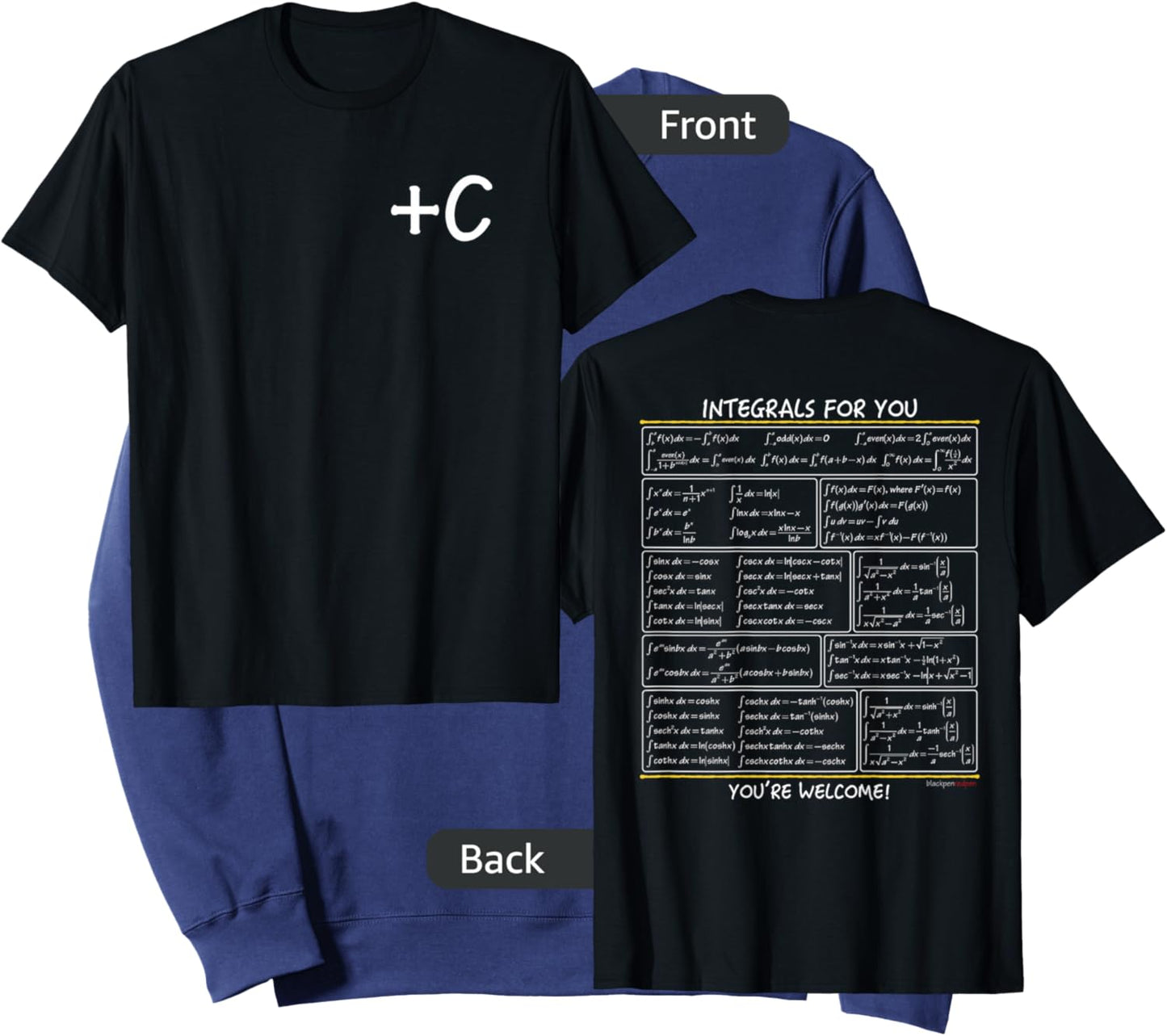 bprp math merch -Adults, -Kids Black Small Modern Short Sleeve +C integrals for you Sweatshirt - Sweatshirt | Navy