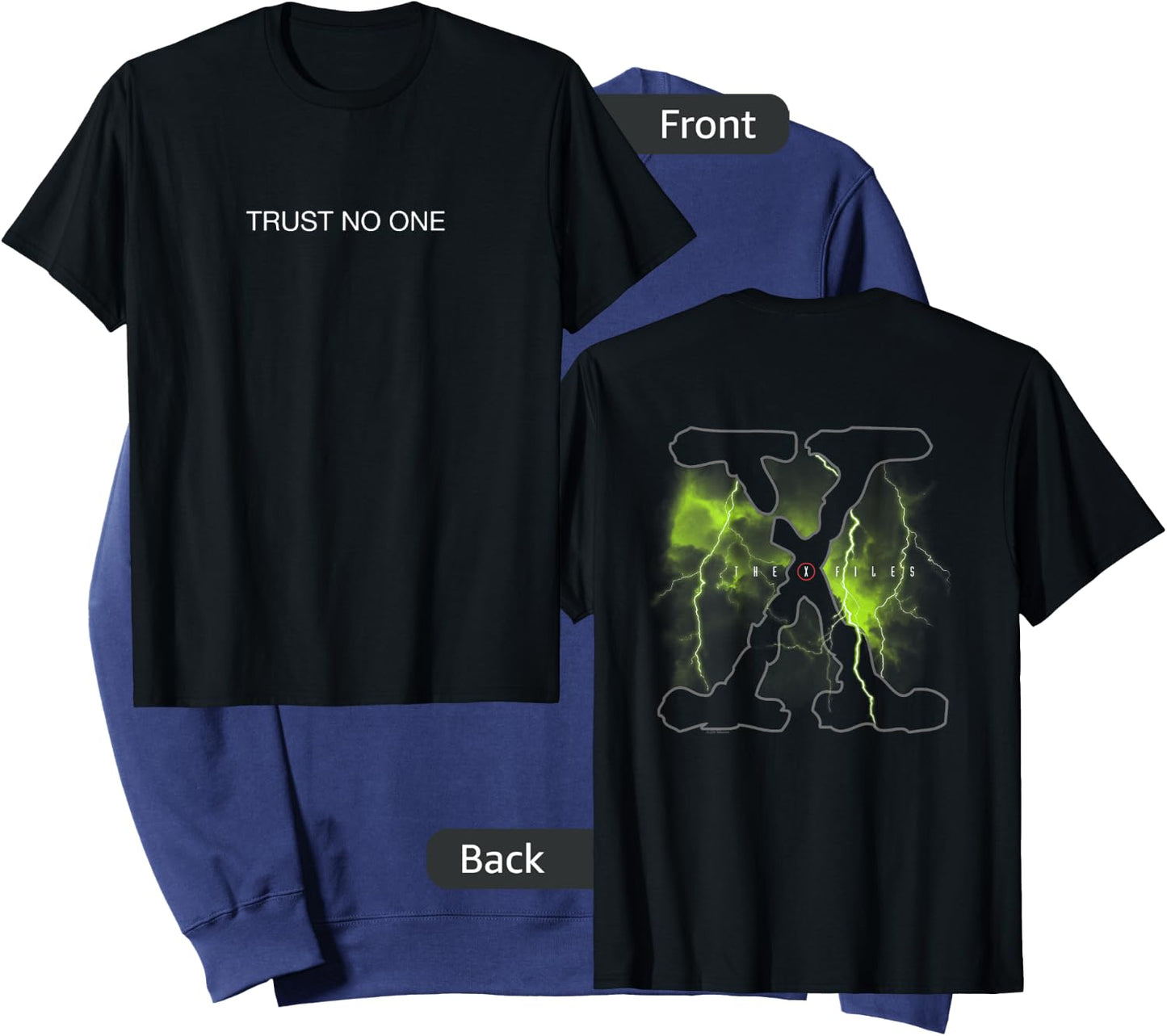 The X-Files Front and Back Trust No One with Logo 90's TV Sweatshirt - Sweatshirt | Navy