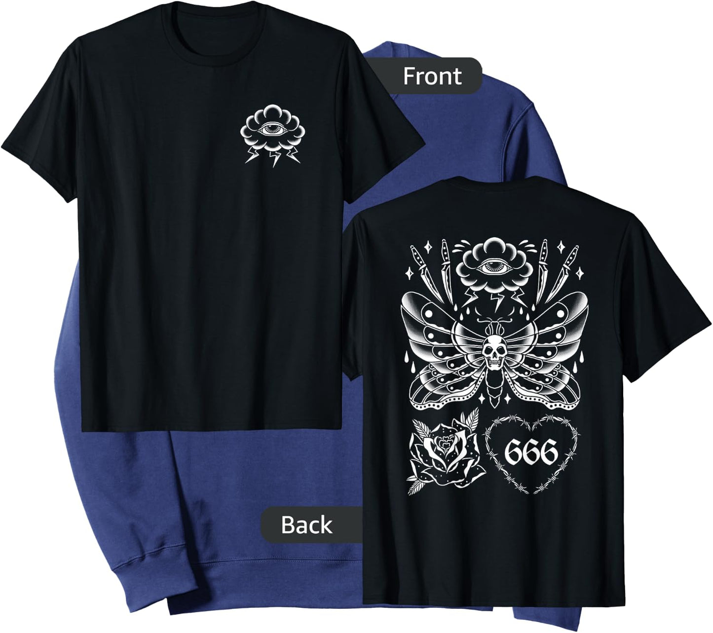 American Traditional Tattoo Edgy Vintage Old School Flash Sweatshirt - Sweatshirt | Navy