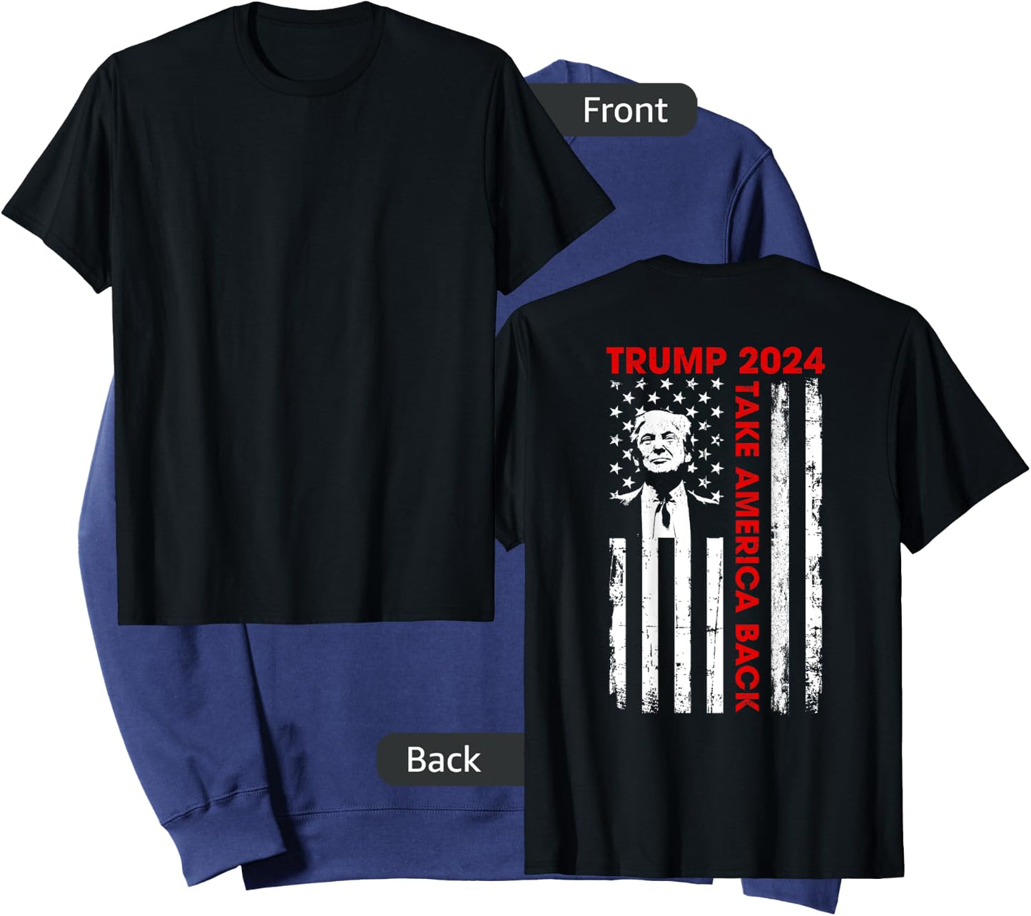 Donald Trump 2024 Take America Back American Flag (ON Back) Kids Men Sweatshirt - Sweatshirt | Navy