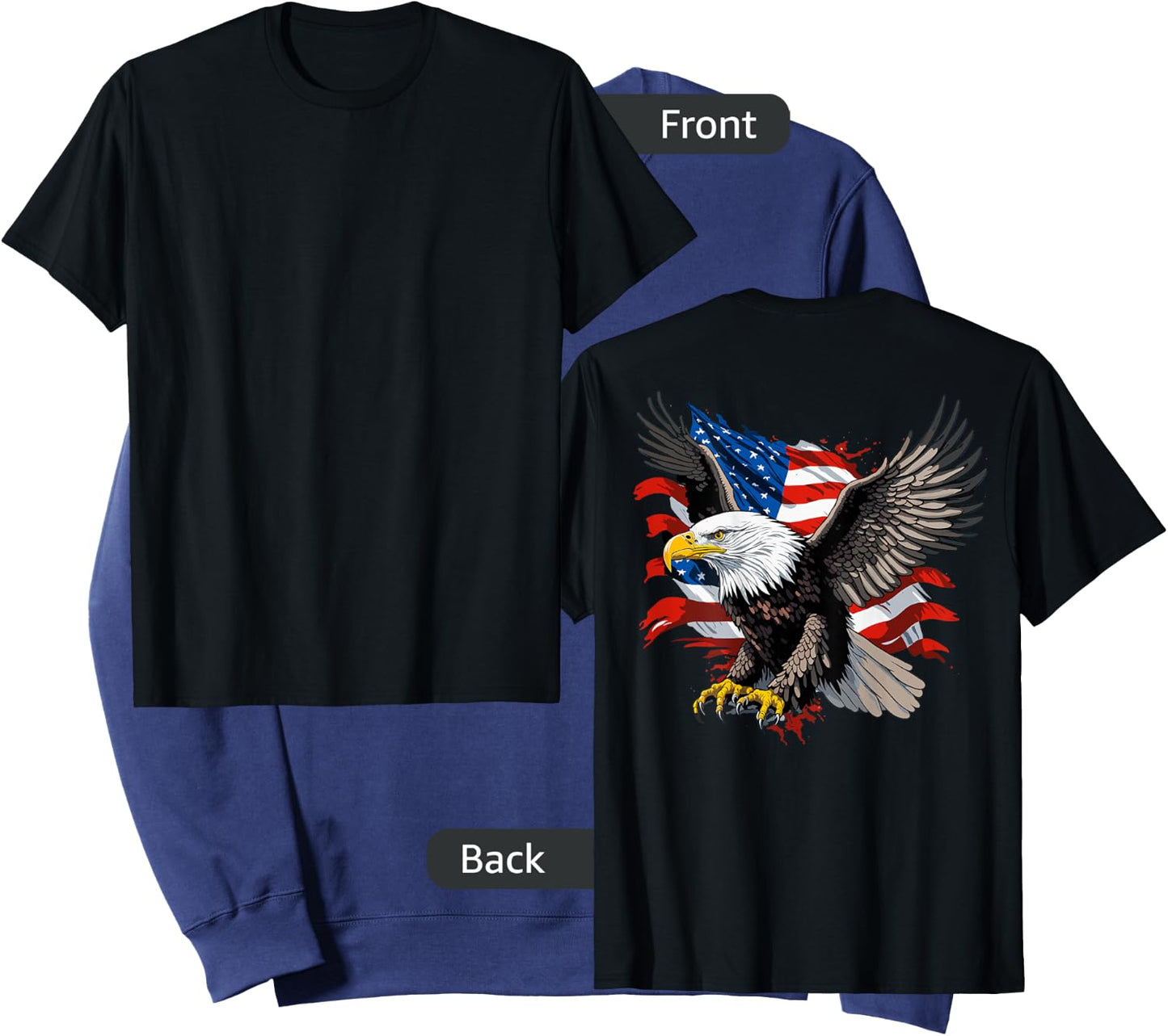Patriotic American Bald Eagle and USA American Flag on back Sweatshirt - Sweatshirt | Navy