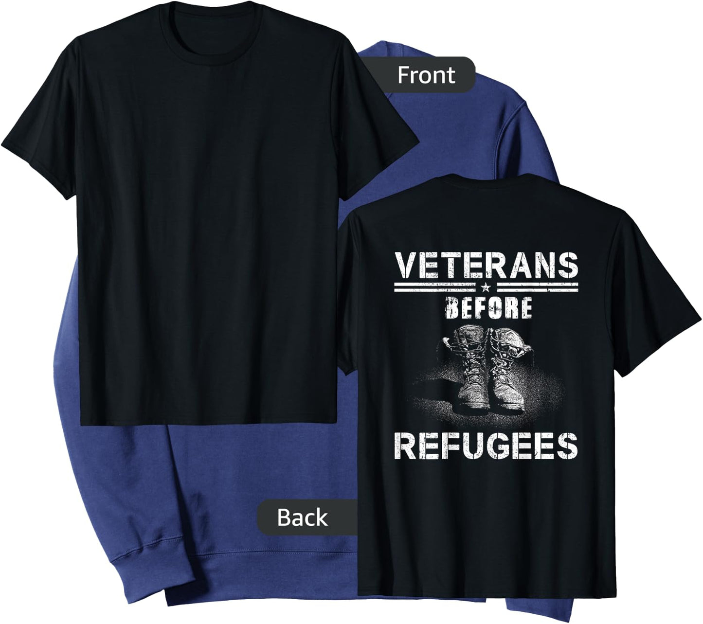 Veterans Before Refugees American Boots Support Our Military Sweatshirt - Sweatshirt | Navy