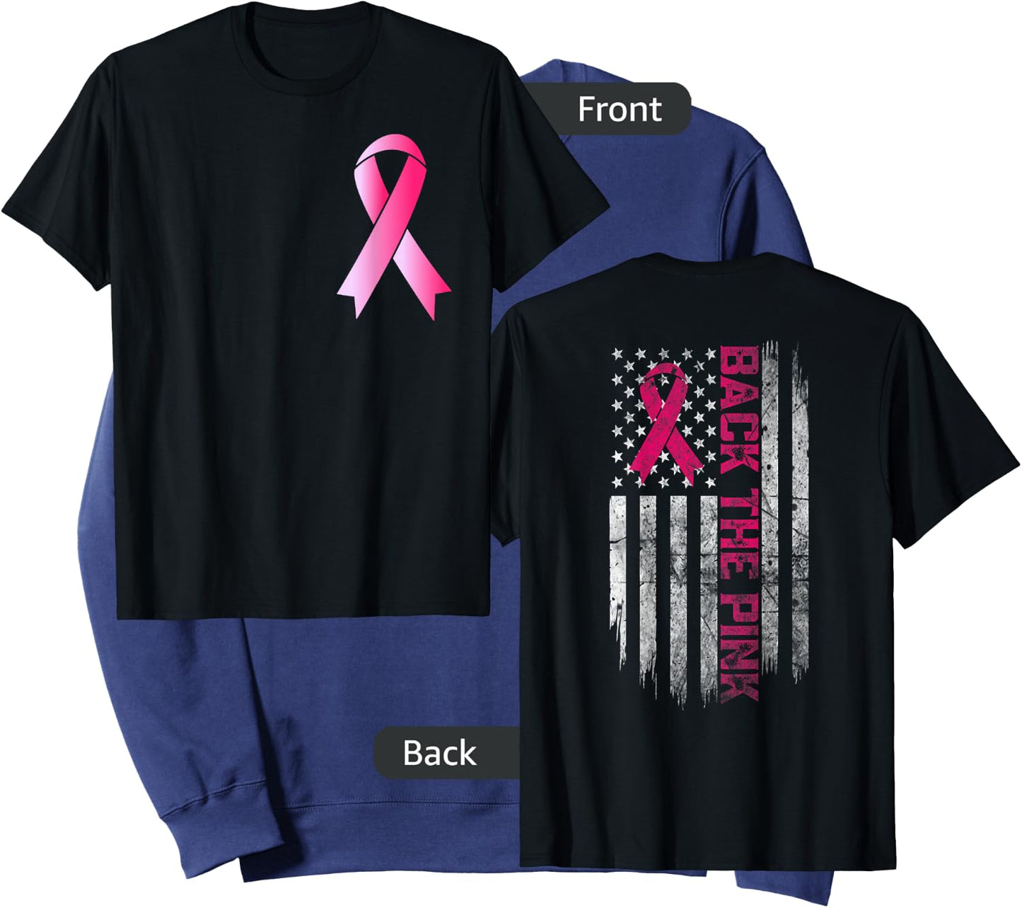 Back The Pink Breast Cancer Awareness Warrior Flag Women Men Sweatshirt - Sweatshirt | Navy