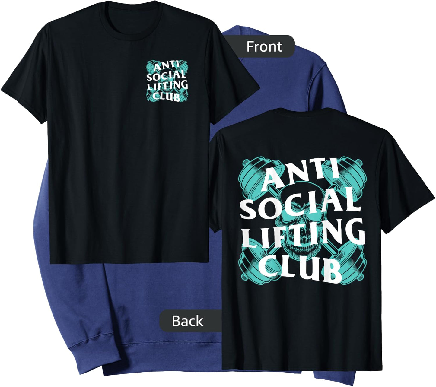 Anti Social Lifting Club: Barbells Crossed Skull (Mint) Sweatshirt - Sweatshirt | Navy