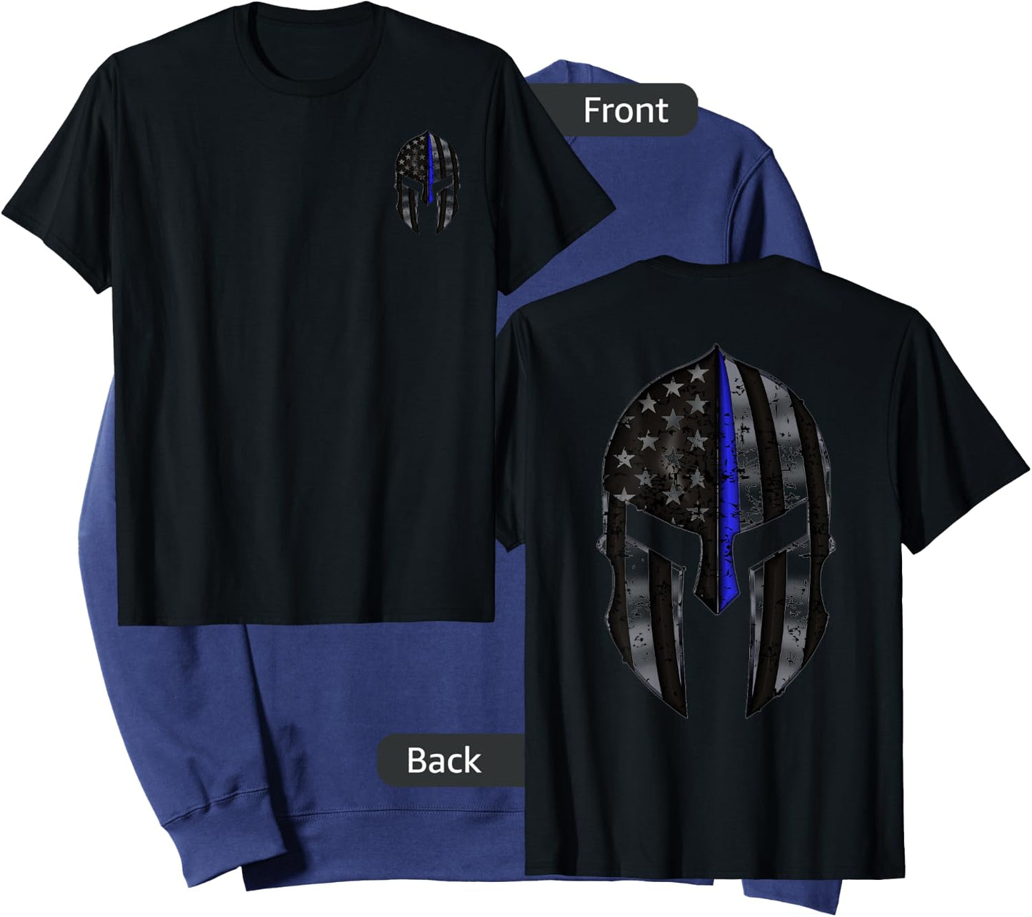 Spartan Mask American Flag Wit Thin Blue Line Kids Men Sweatshirt - Sweatshirt | Navy