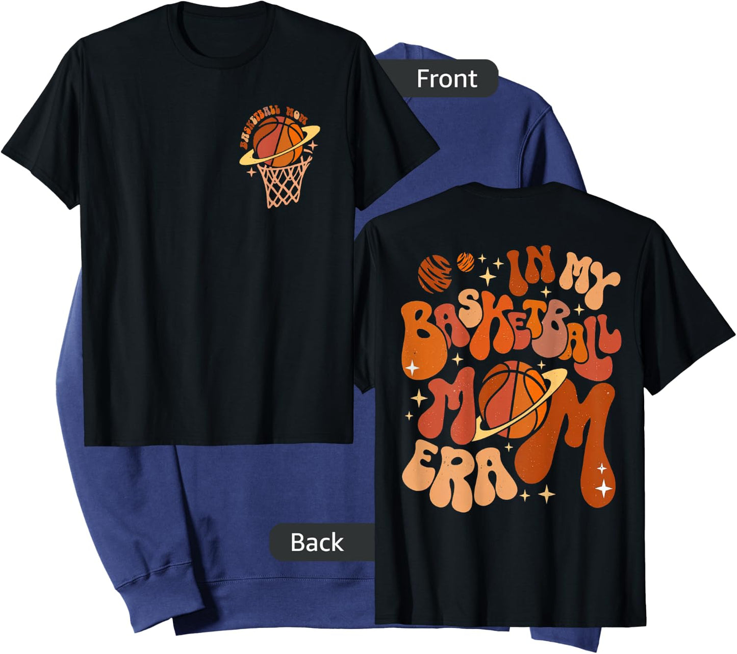 in My Basketball Mom Era Basketball Mama (On Pocket & Back) Sweatshirt - Sweatshirt | Navy