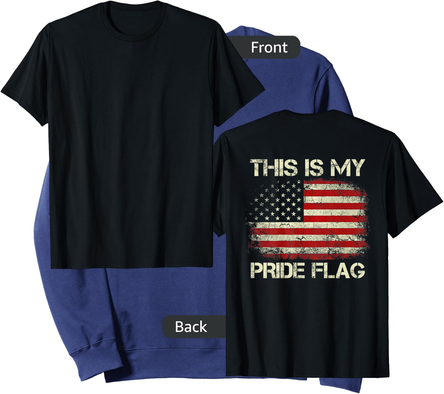 This is My Pride Flag 4th of July Patriotic USA Flag On Back Sweatshirt - Sweatshirt | Navy