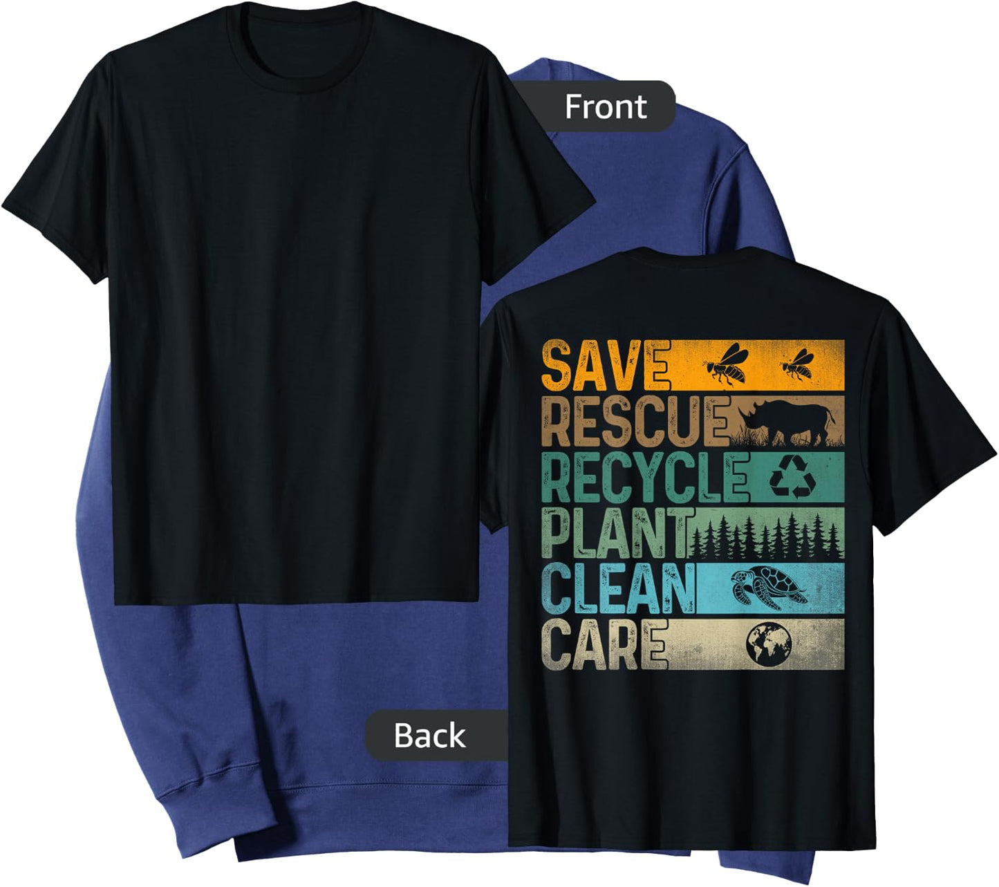 Save Bees Rescue Animals Recycle Plastics Fun ( On Back ) Sweatshirt - Sweatshirt | Navy