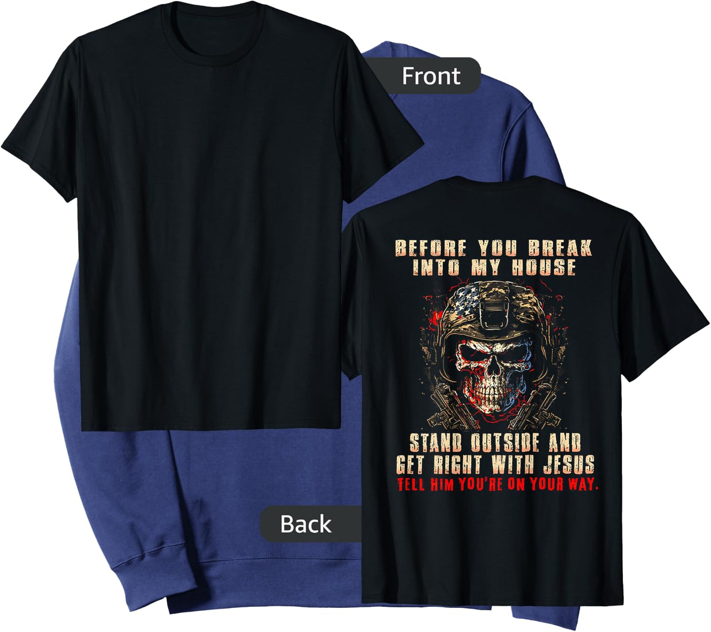 Before You Break Into My House Stand Outside (on back) Sweatshirt - Sweatshirt | Navy