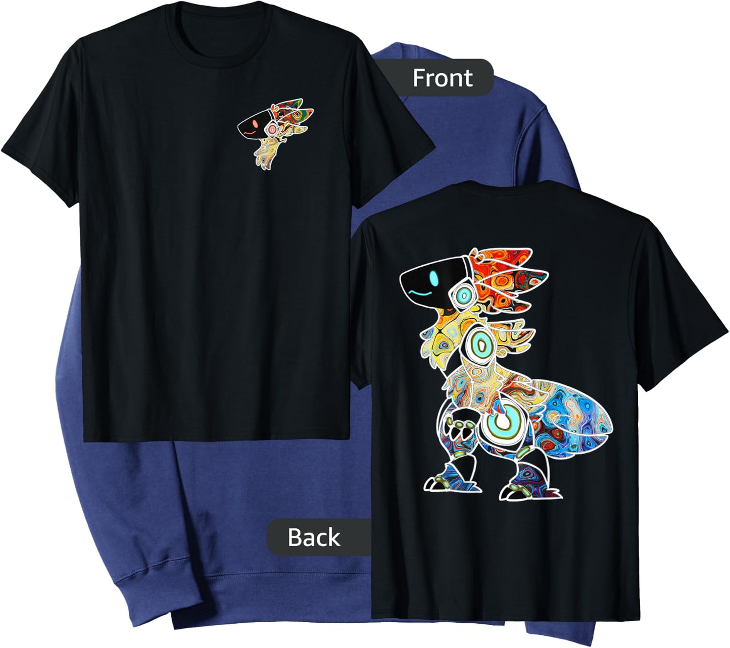 Protogen Fursuit Rainbow Swirl Furry Fursona Front and Back Sweatshirt - Sweatshirt | Navy
