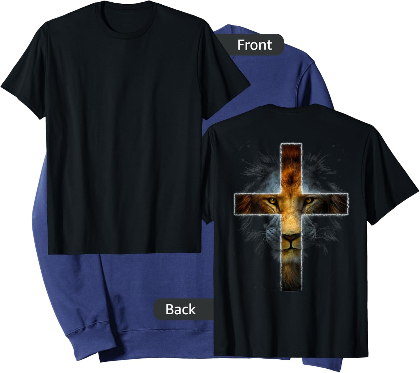 Christian Jesus Lion of Tribe Judah Cross Men Women ON BACK Sweatshirt - Sweatshirt | Navy