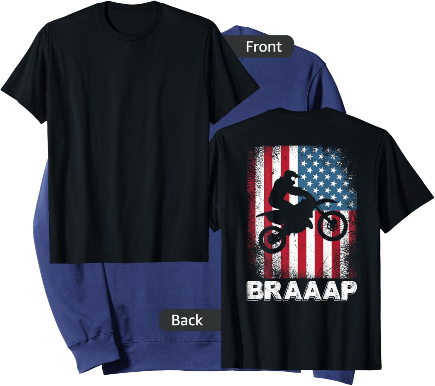 Vintage Motocross Dirt Bike Motorcycle USA American Flag Sweatshirt - Sweatshirt | Navy