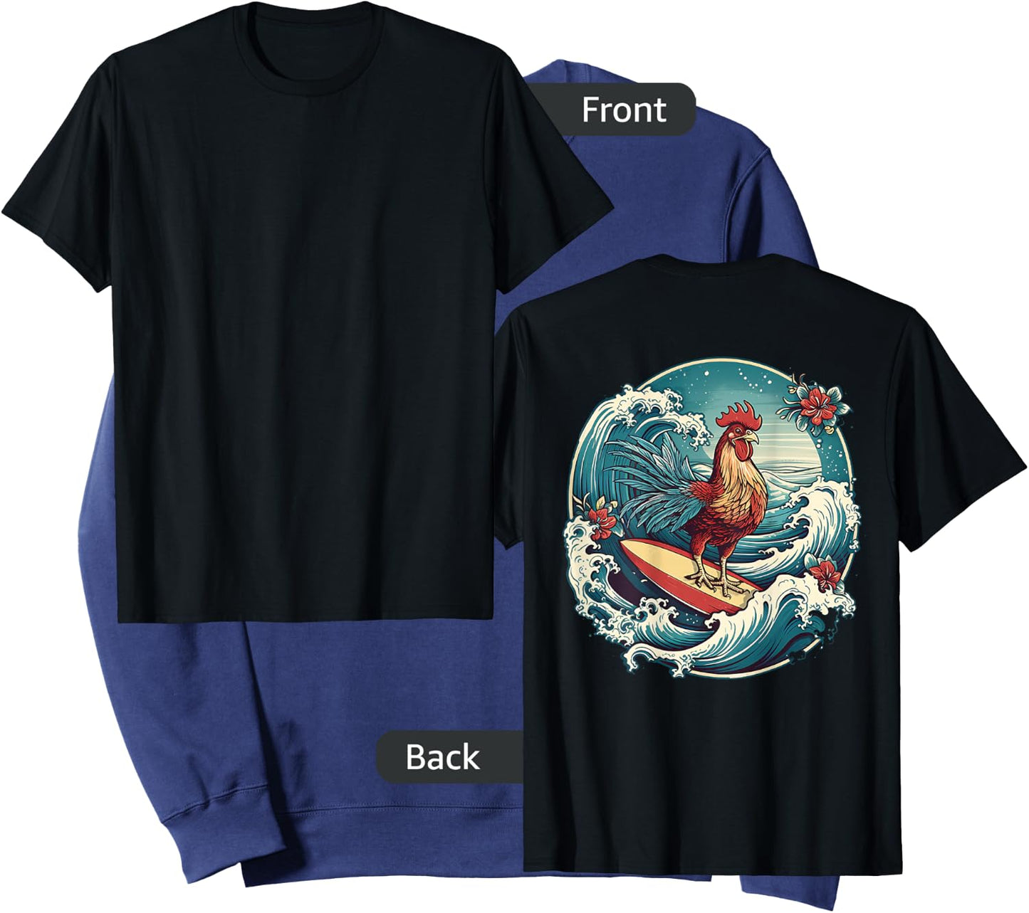 Rooster Surfer Chicken Surfing Kauai Hawaiian Surf Chick Sweatshirt - Sweatshirt | Navy