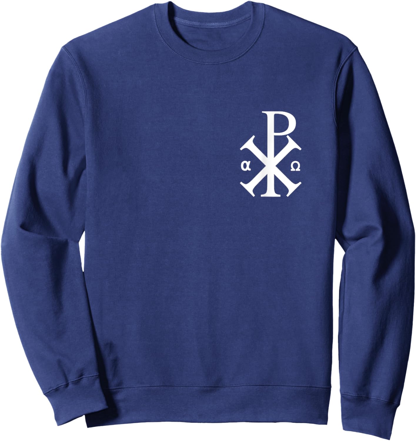 Chi Rho Symbol Motif Jesus Constantine Cross Christian Sweatshirt - Sweatshirt | Navy