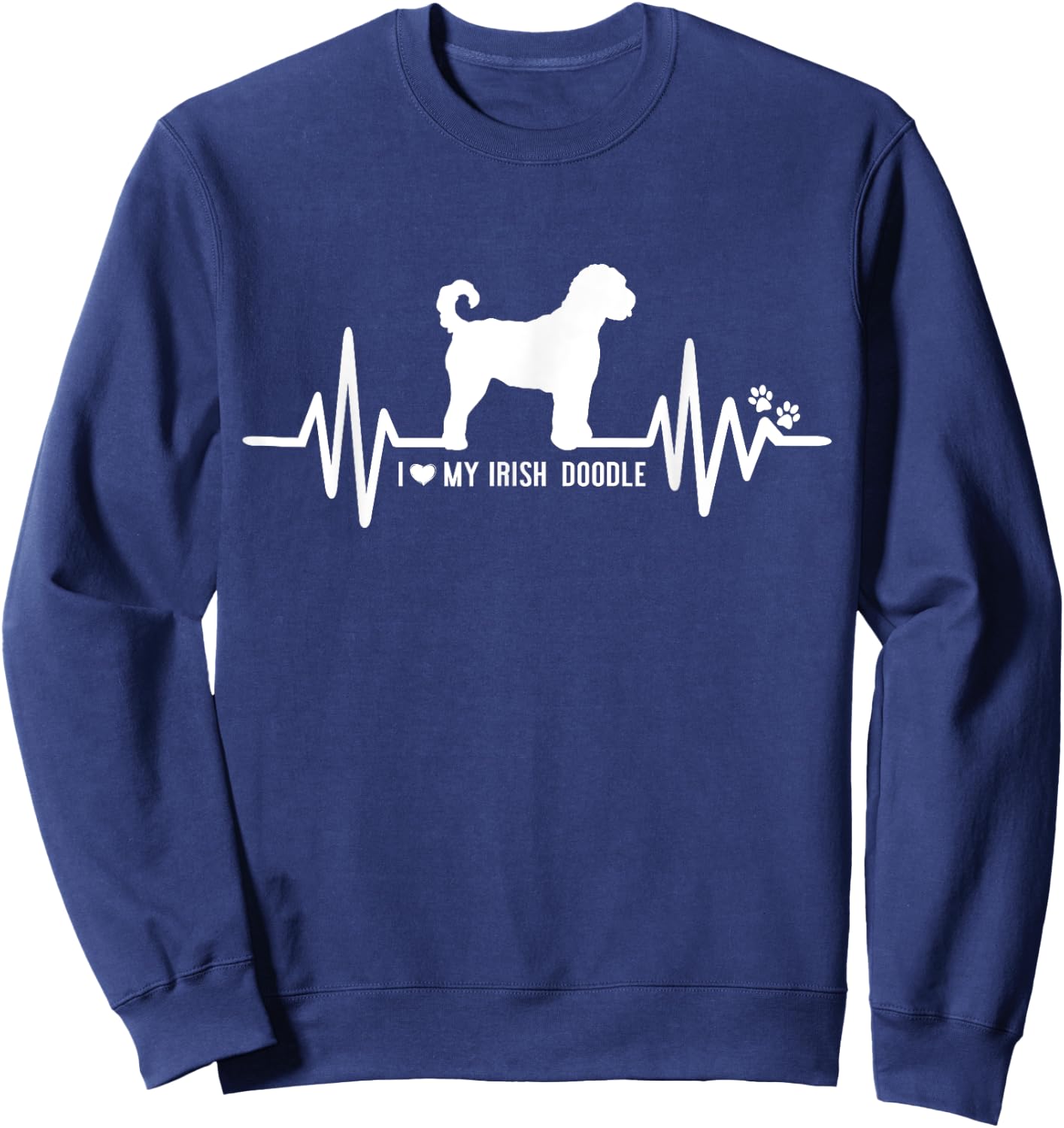 Irish Doodle Heart Beat EKG Pulse Design For Dog Lovers Women Kids Sweatshirt - Sweatshirt | Navy