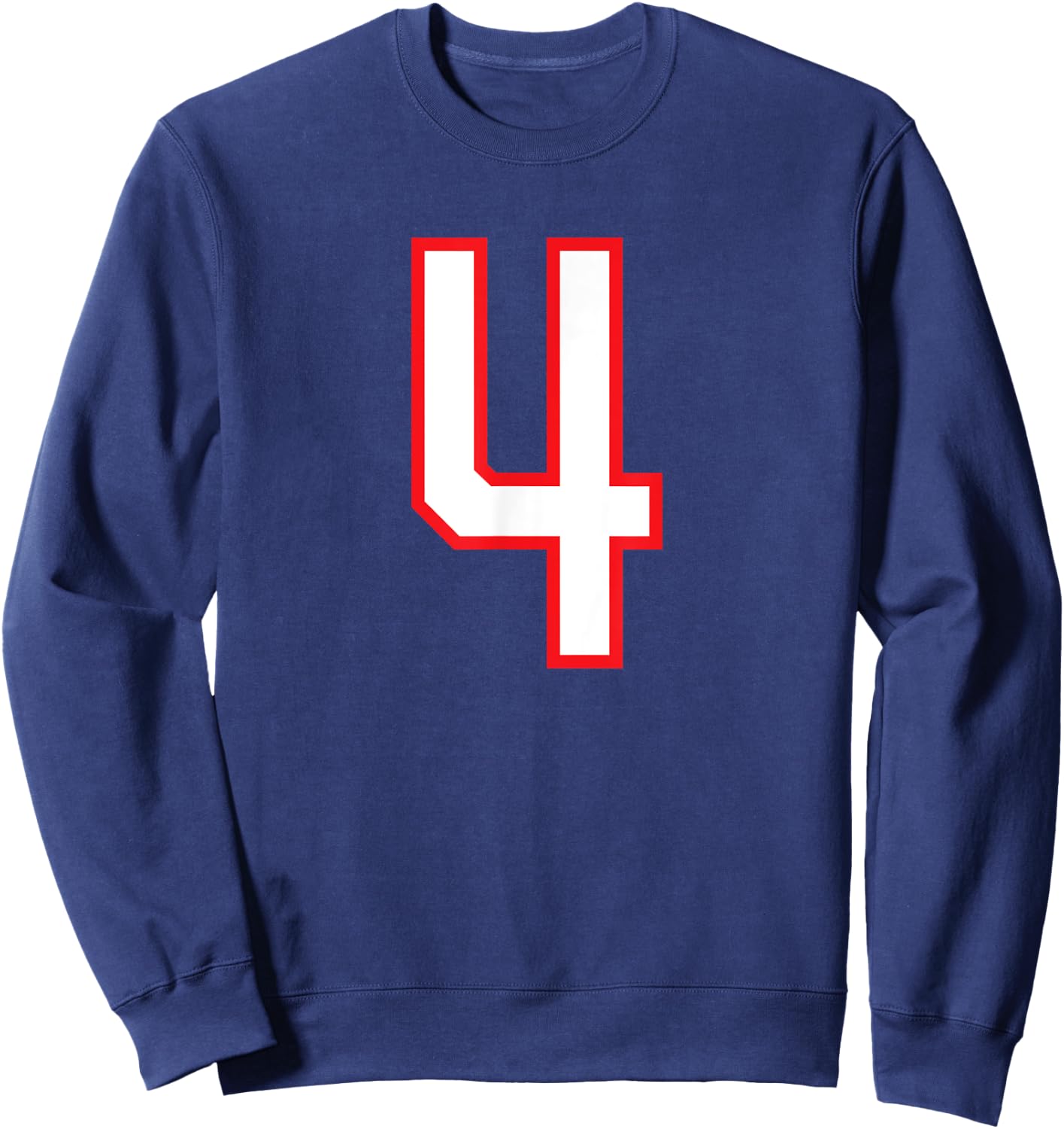 Number #4 White Red Varsity Number Sweatshirt - Sweatshirt | Navy