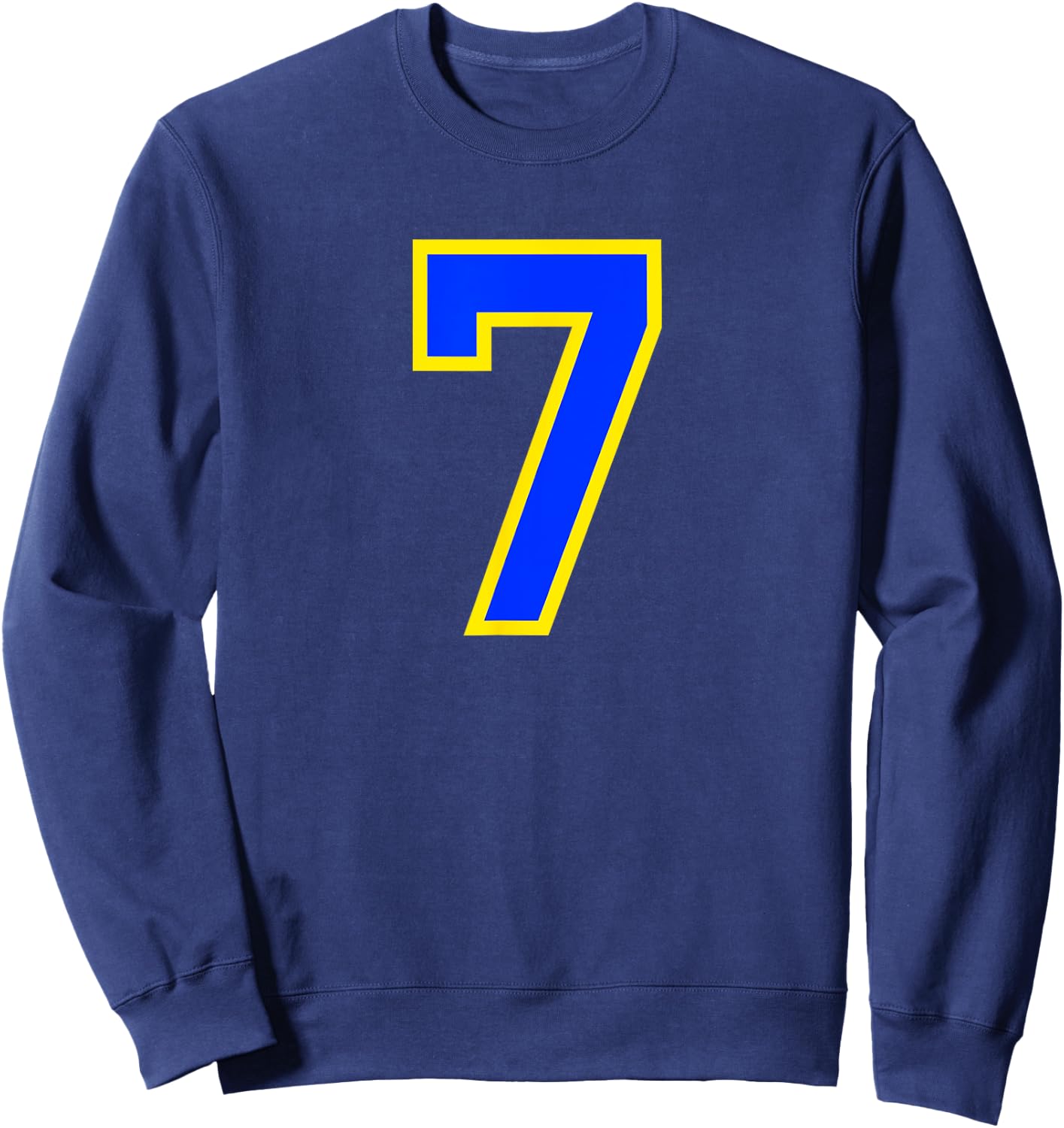 Number #7 Sport Blue Yellow Number Sweatshirt - Sweatshirt | Navy