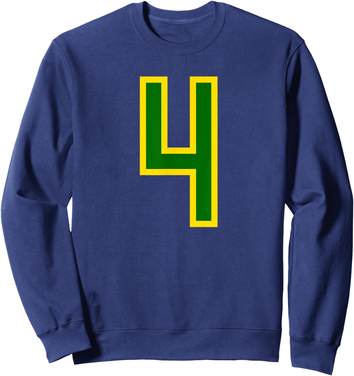Number #4 Green Yellow Sport Number 4 Sweatshirt - Sweatshirt | Navy