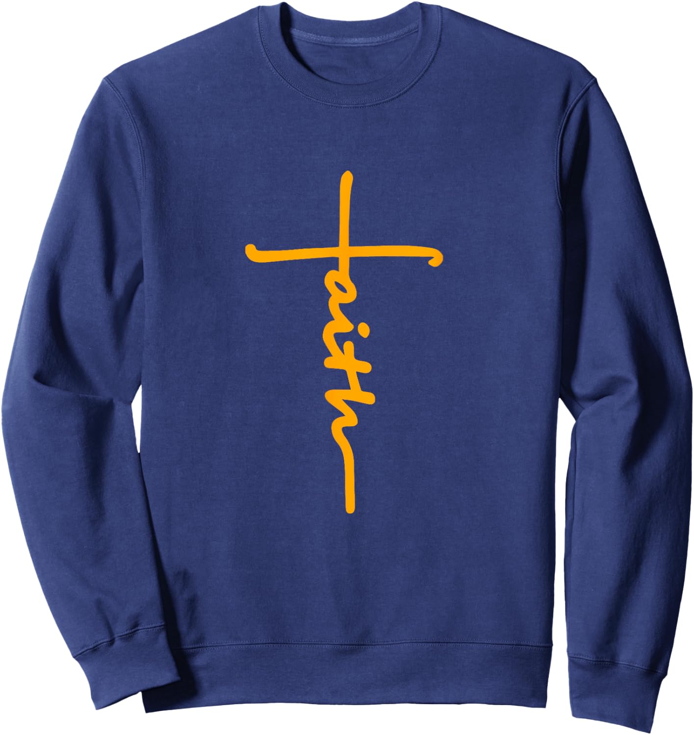 Christian Faith Cross Orange Believers Christians Religious Sweatshirt - Sweatshirt | Navy