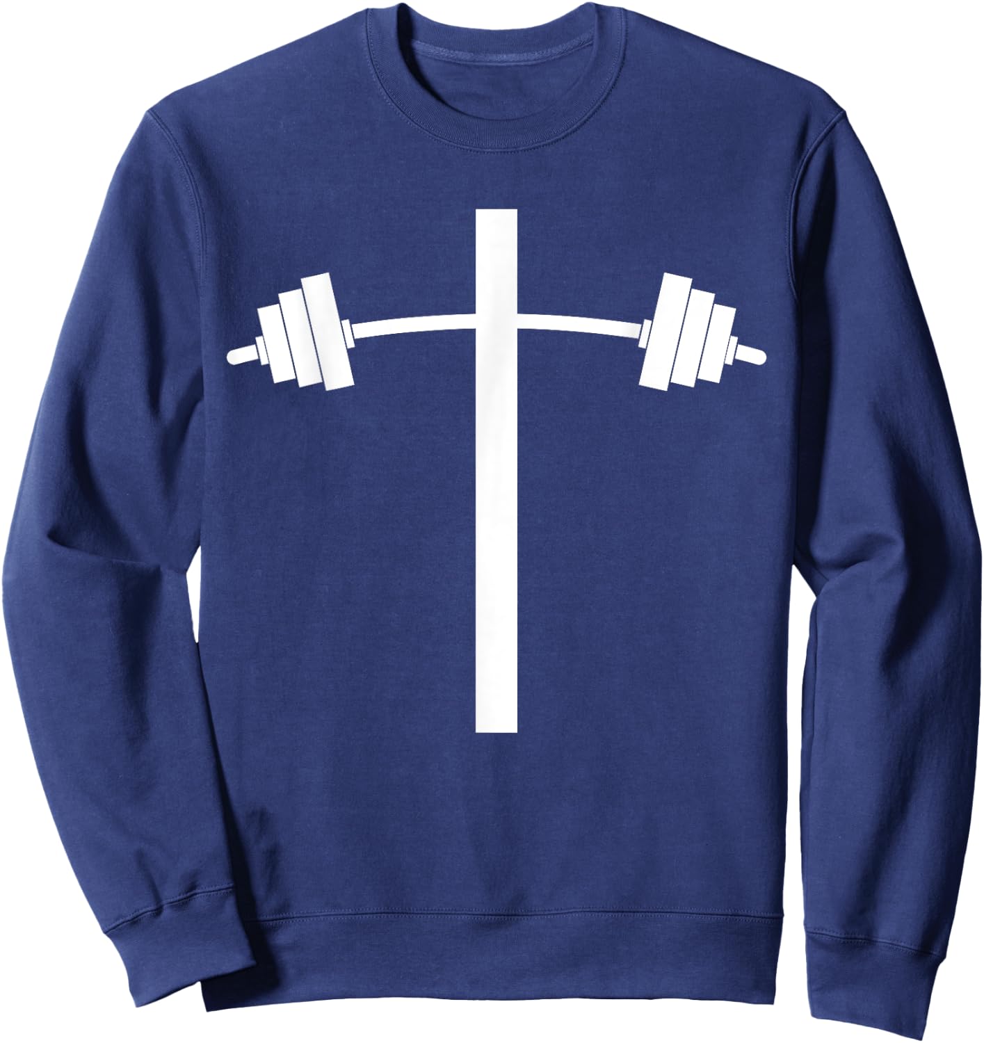 Barbell Dumbbell Cross Christian Jesus Gym Workout Lifting Sweatshirt - Sweatshirt | Navy