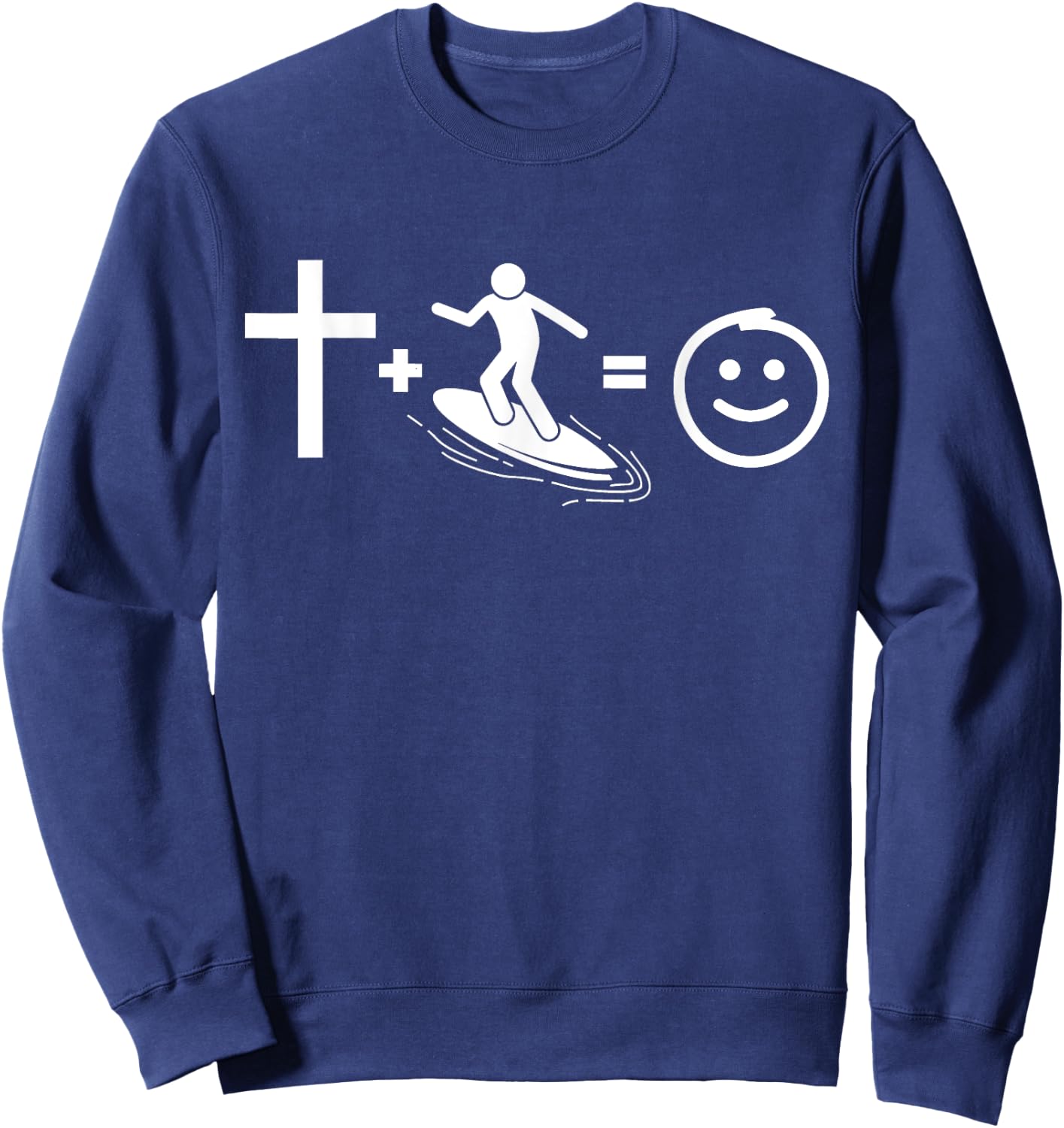 Jesus and surf makes me happy, Gift Christian surfers. Sweatshirt - Sweatshirt | Navy