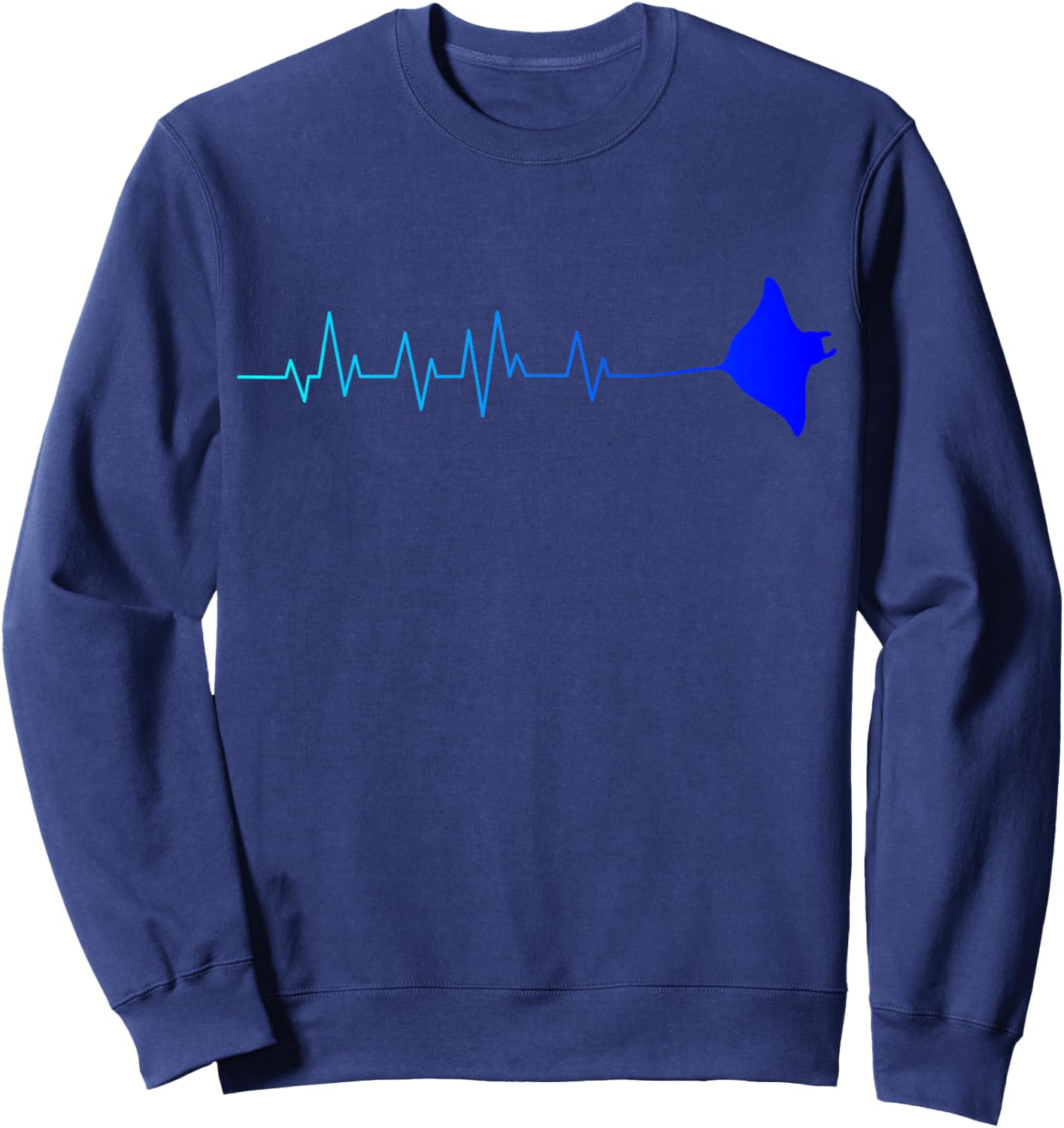 Manta Ray Heartbeat Stingray Fish Ocean Biologist Sweatshirt - Sweatshirt | Navy