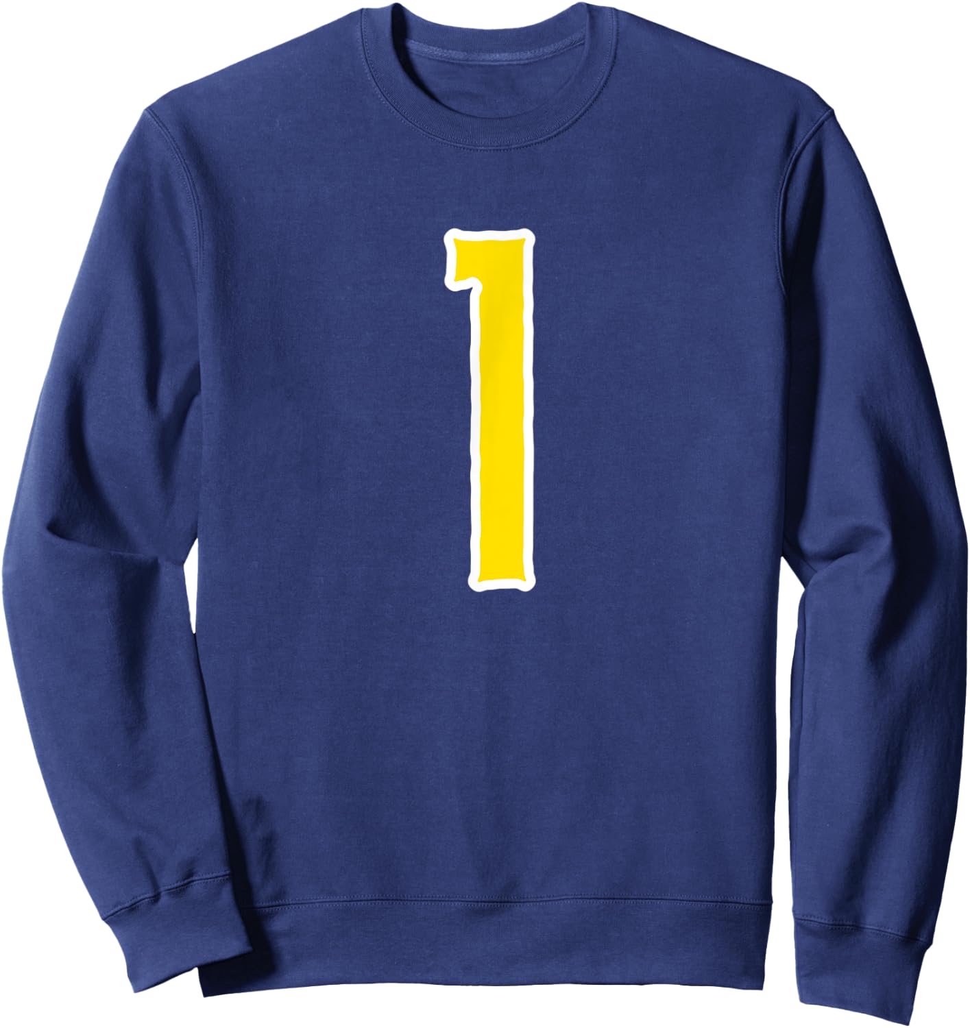 1 Jersey Yellow White Sports Team Jersey Number Sweatshirt - Sweatshirt | Navy
