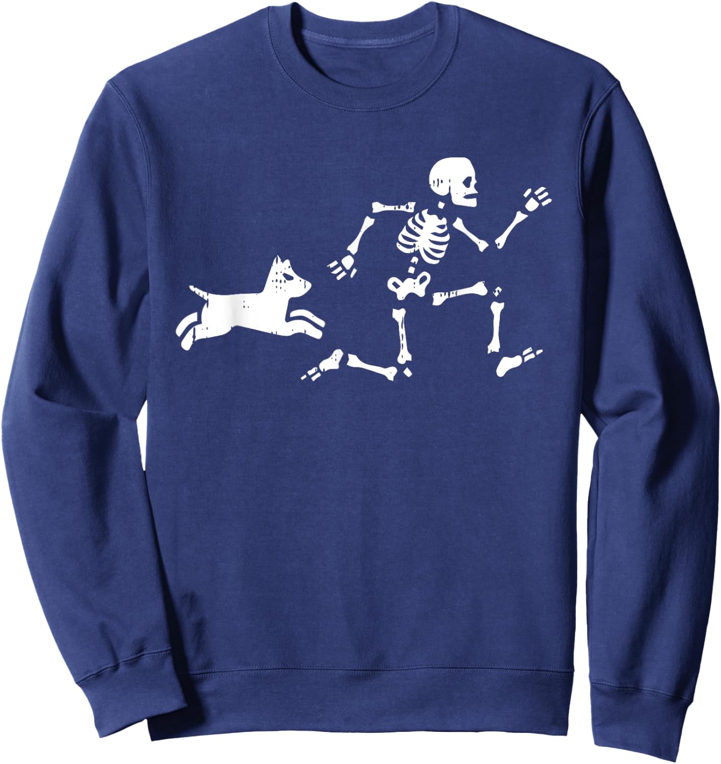 Skeleton Running Halloween Costume Funny Dog Skull Sweatshirt - Sweatshirt | Navy