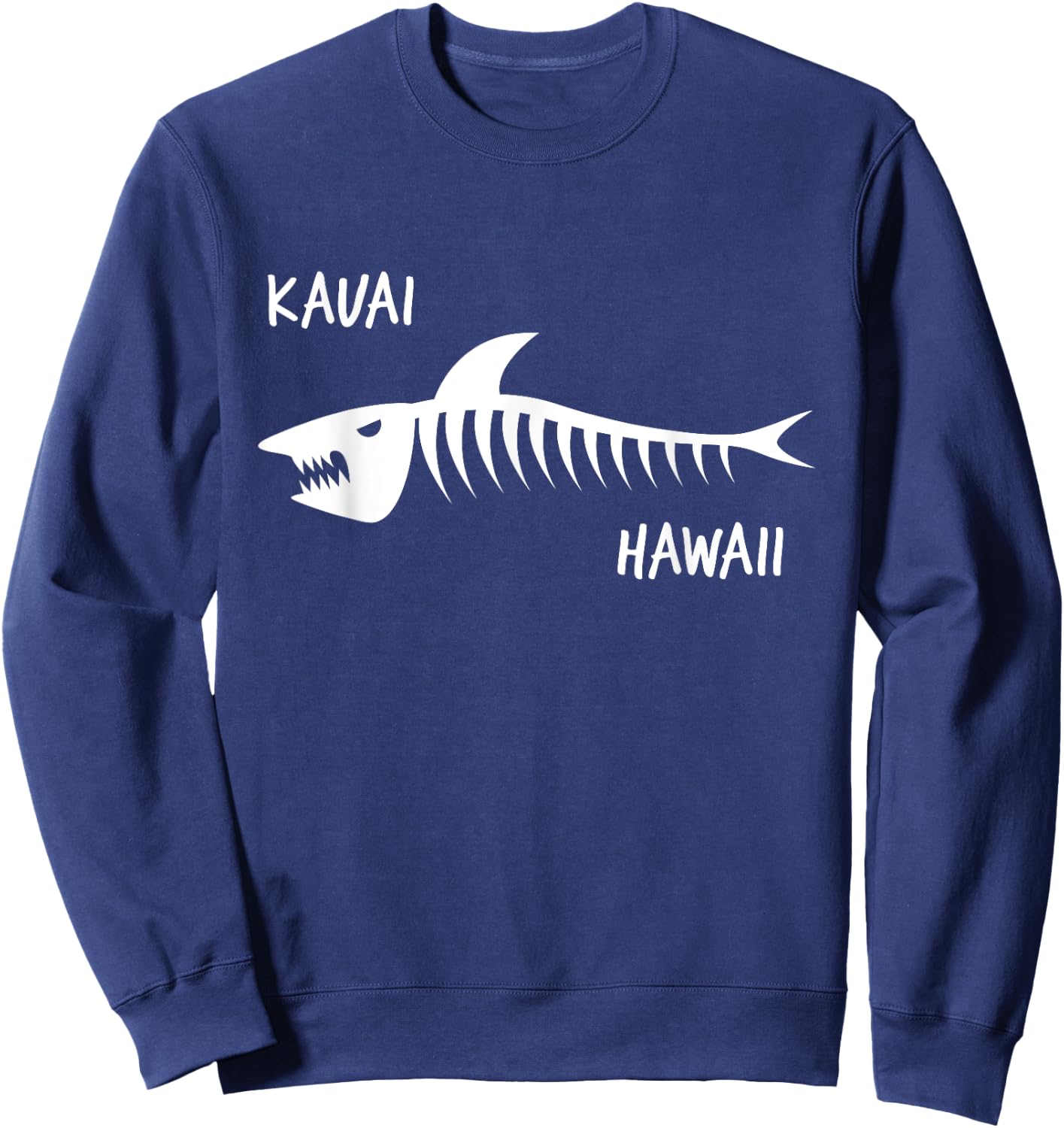 Kauai Hawaii Shark Skeleton White Print Sweatshirt - Sweatshirt | Navy