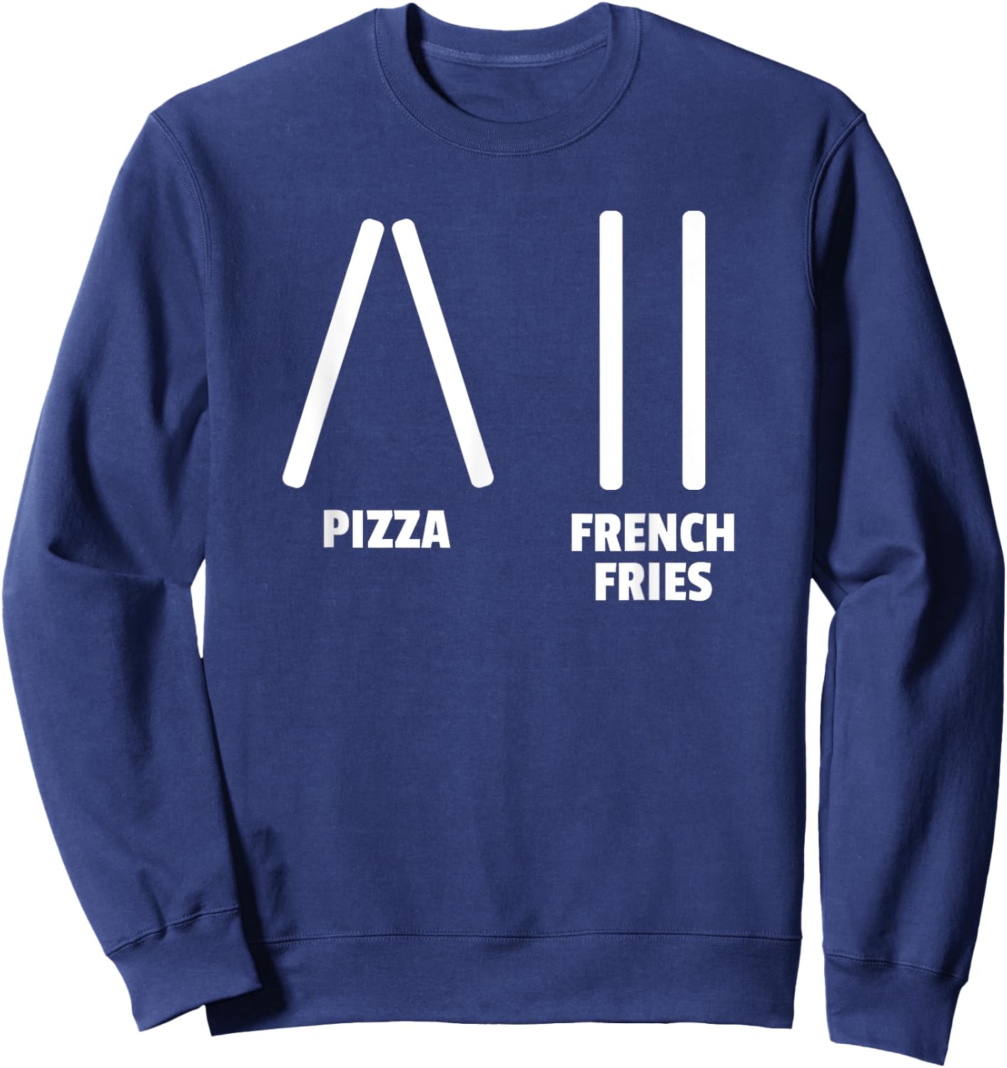 Funny Pizza & French Fries Ski Instructor or Skier Gift Sweatshirt - Sweatshirt | Navy