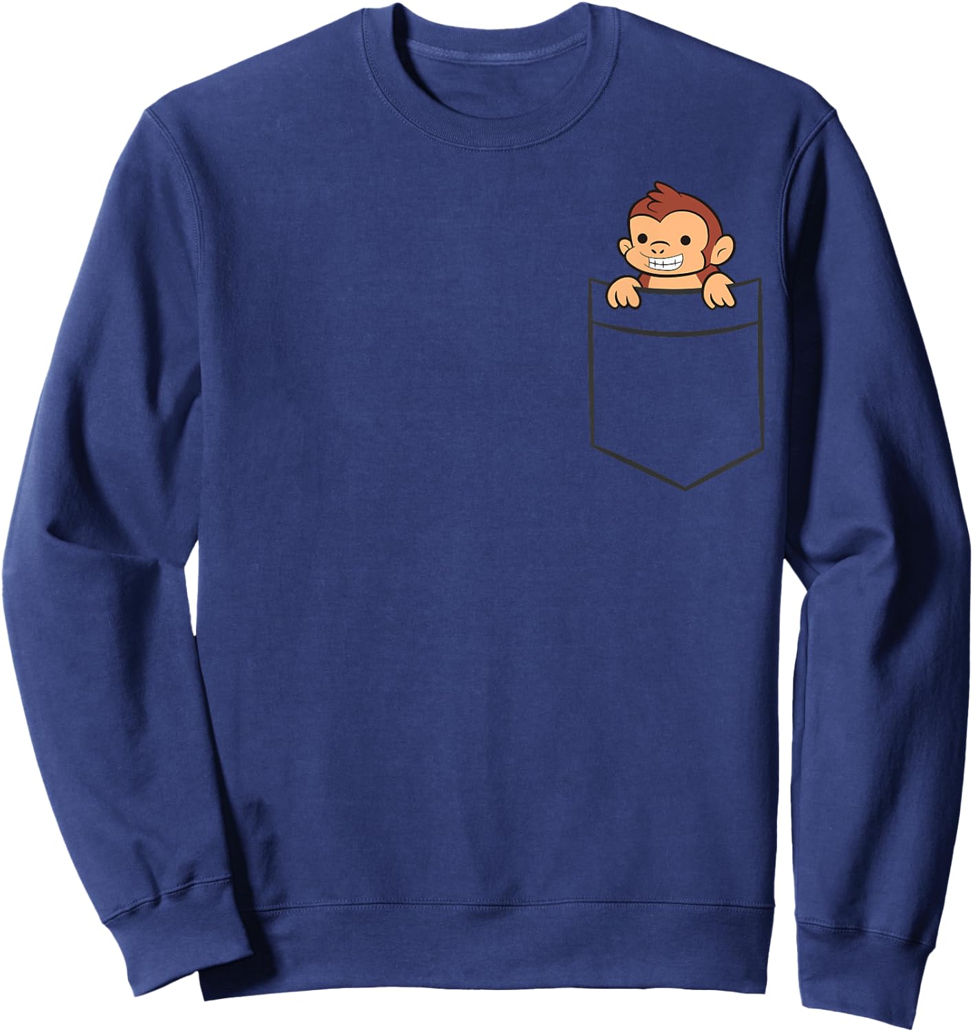 Monkey In A Pocket Cute Ape Monkey Sweatshirt - Sweatshirt | Navy