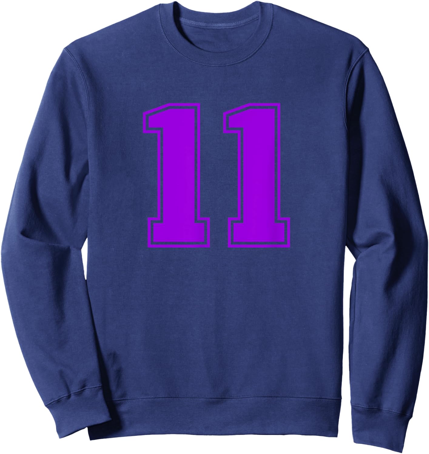 Number #11 Purple Sports Fan Jersey Number Sweatshirt - Sweatshirt | Navy