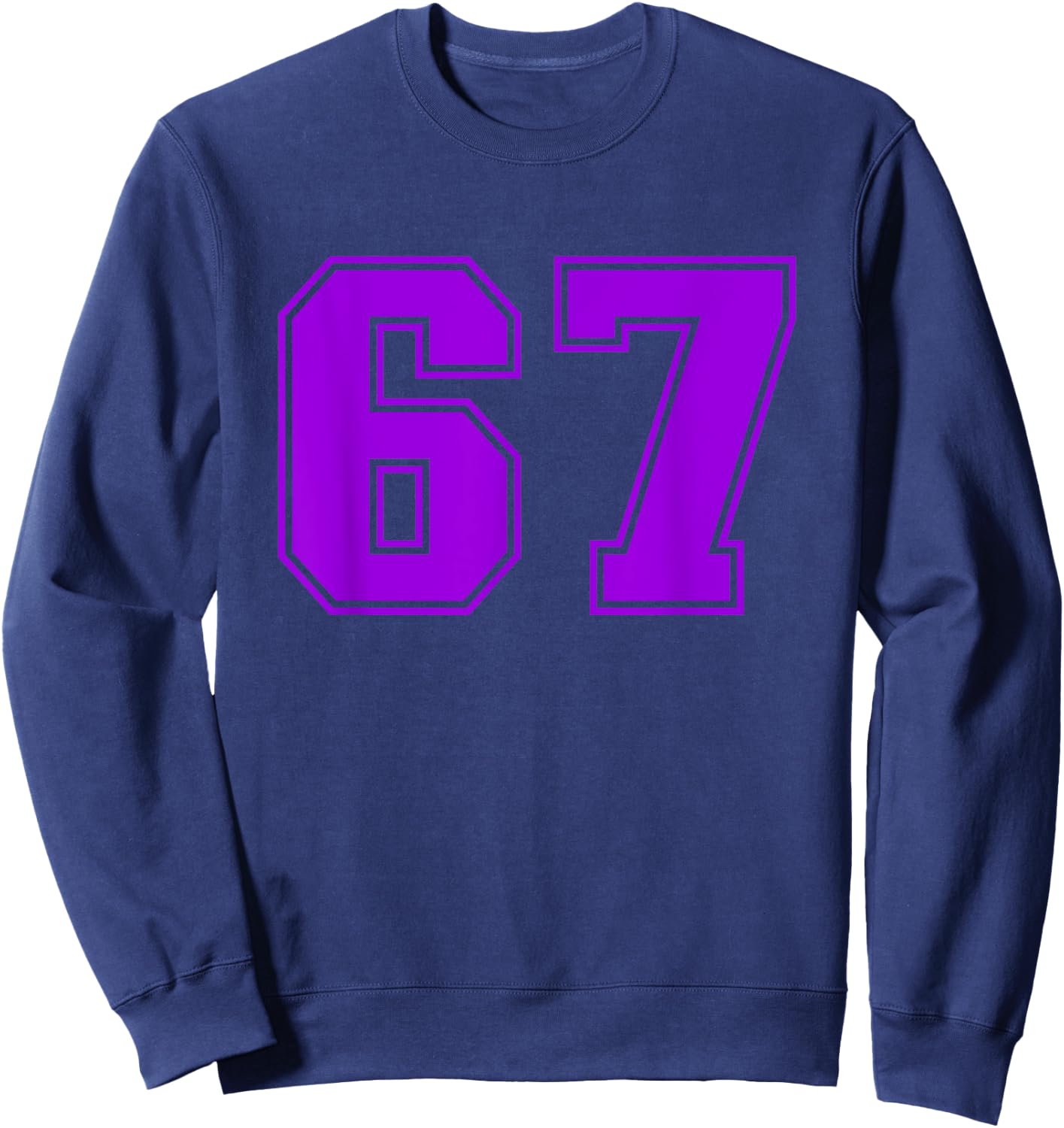 Number #67 Purple Sports Team Varsity Number Sweatshirt - Sweatshirt | Navy