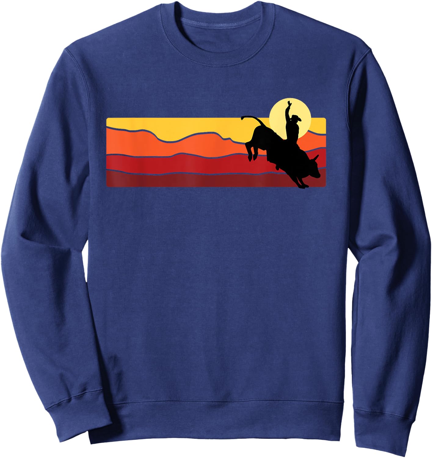 Bull Riding Rodeo Cowboy Country Western Retro Sweatshirt - Sweatshirt | Navy