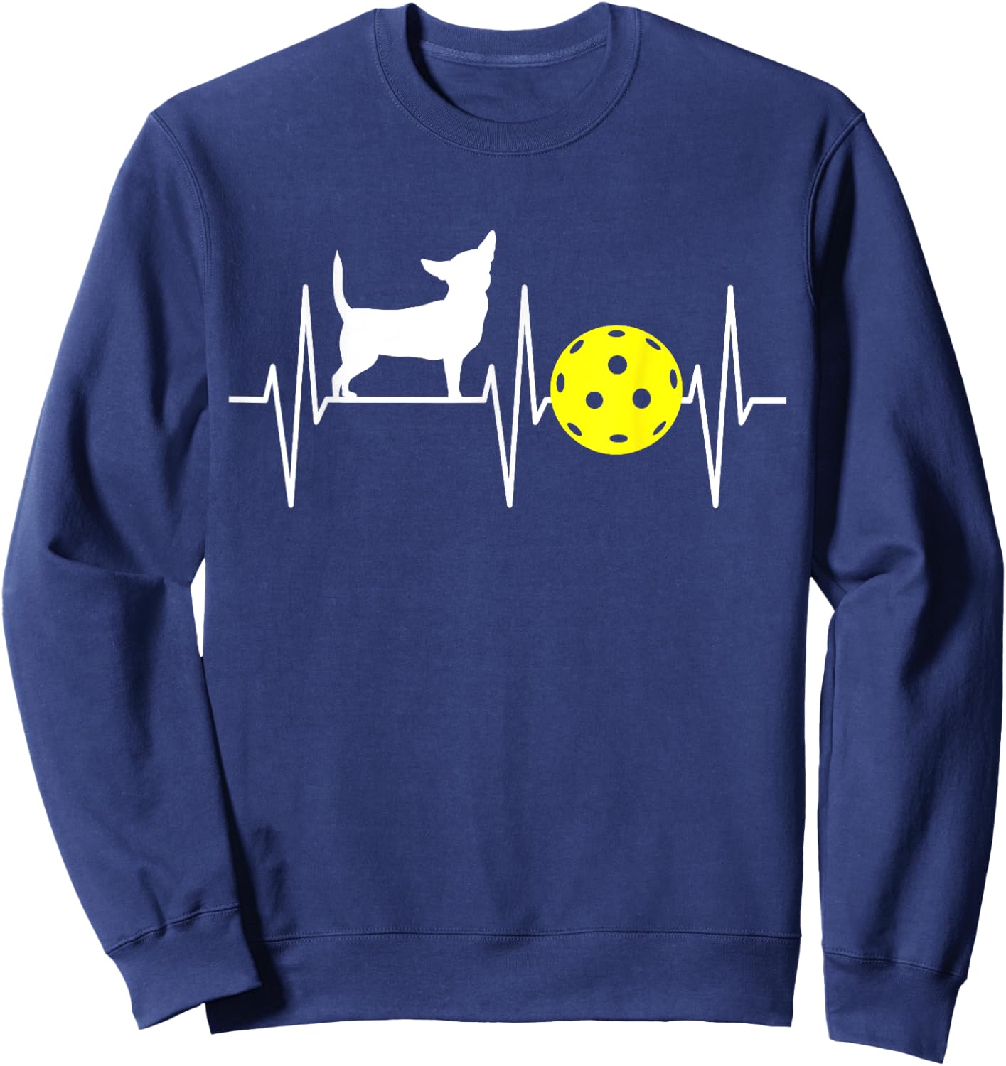Chihuahua Shirt Pickleball Player EKG Dog Chihuahua Lover Women Girls Kids Sweatshirt - Sweatshirt | Navy
