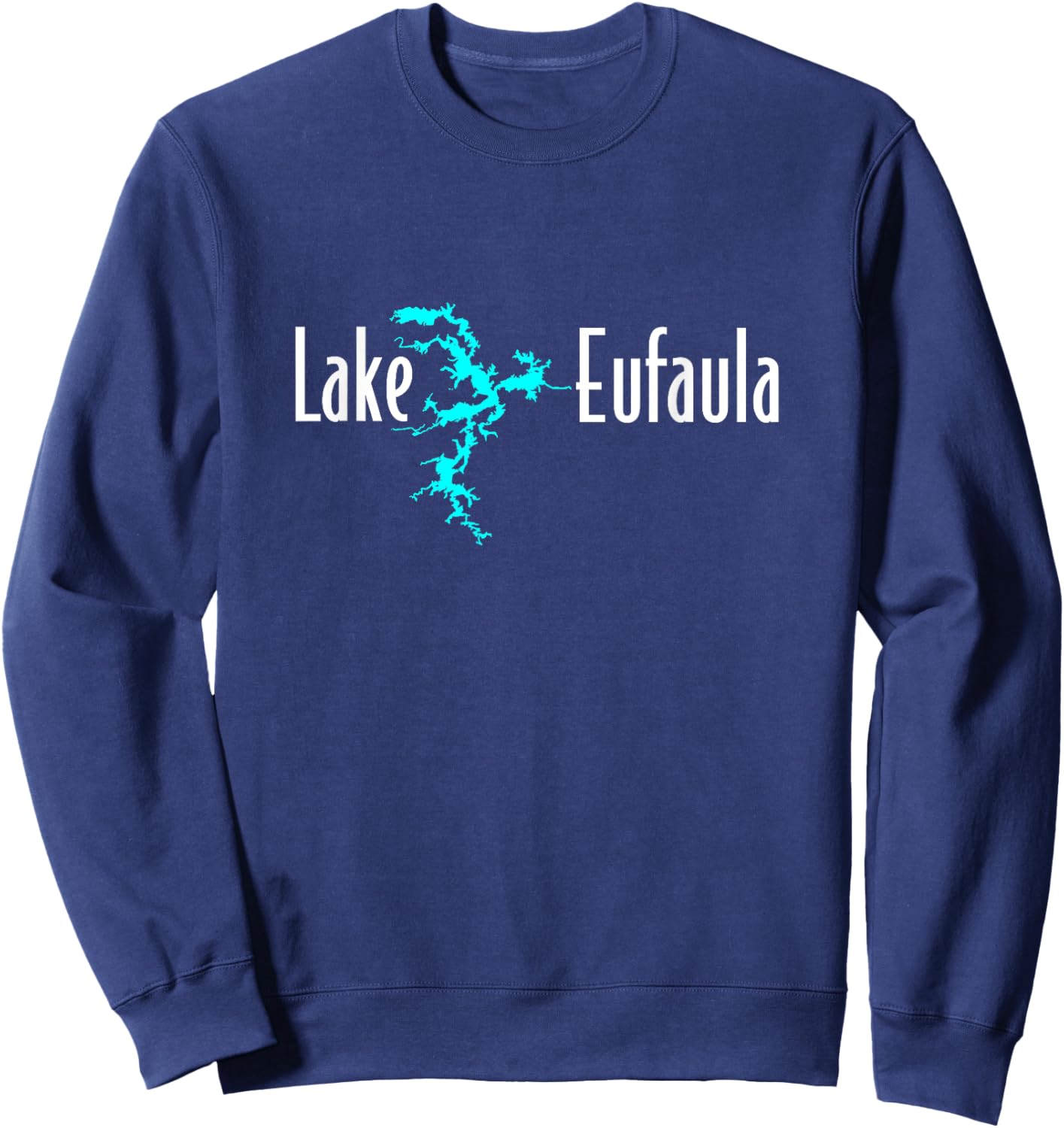 Minimalist Lake Eufaula, Oklahoma Sweatshirt - Sweatshirt | Navy