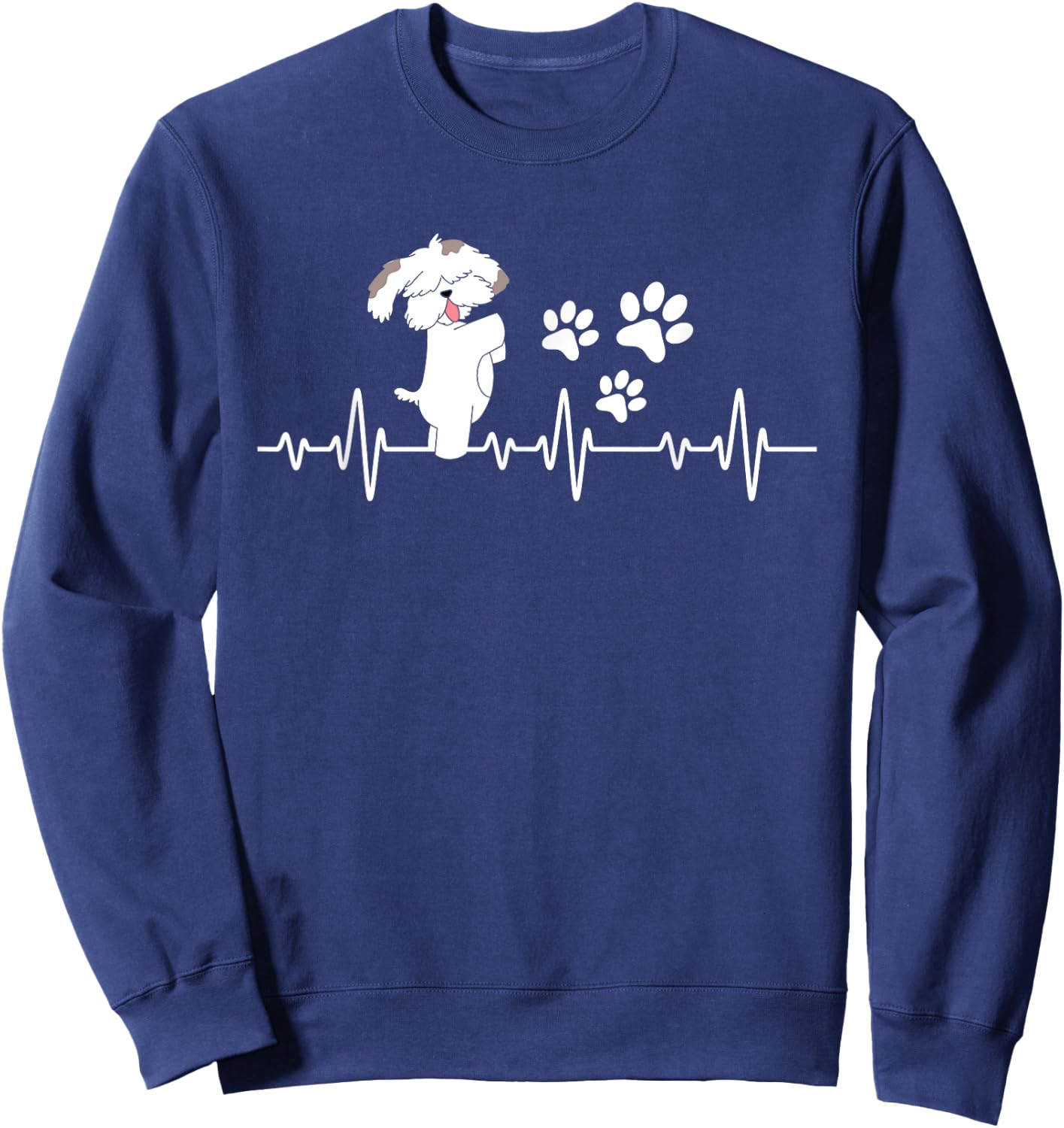 Shih Tzu Heartbeat - Dog Owner Animal Breeder Canine Lover Sweatshirt - Sweatshirt | Navy