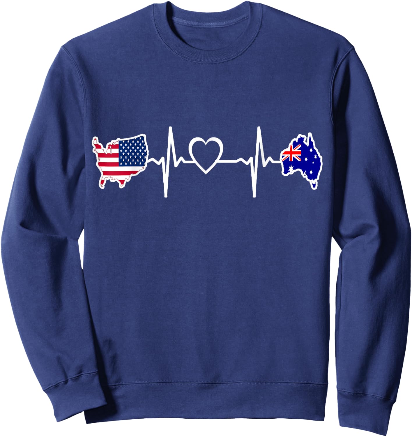 Australia American USA Flag - USA Australian Heartbeat Sweatshirt - Sweatshirt | Navy