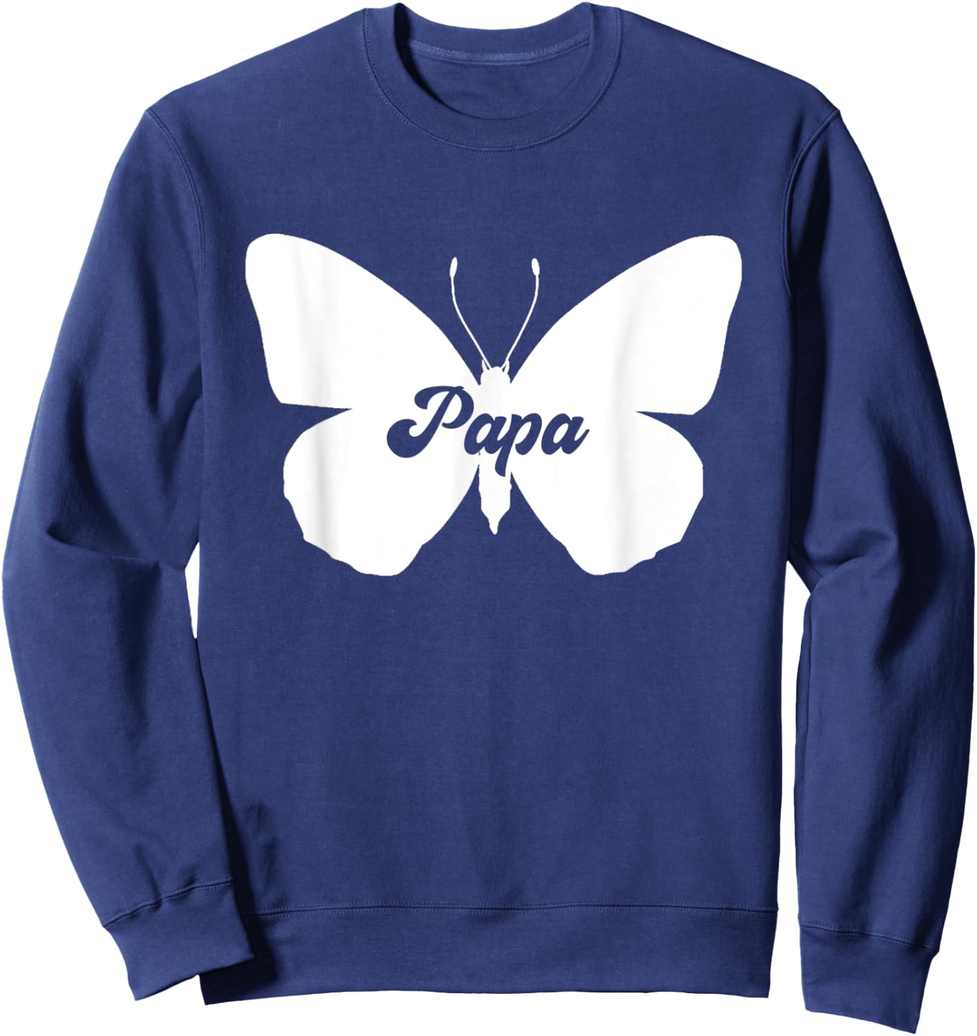 Papa Butterfly Dad Funny Butterfly Family Matching Sweatshirt - Sweatshirt | Navy